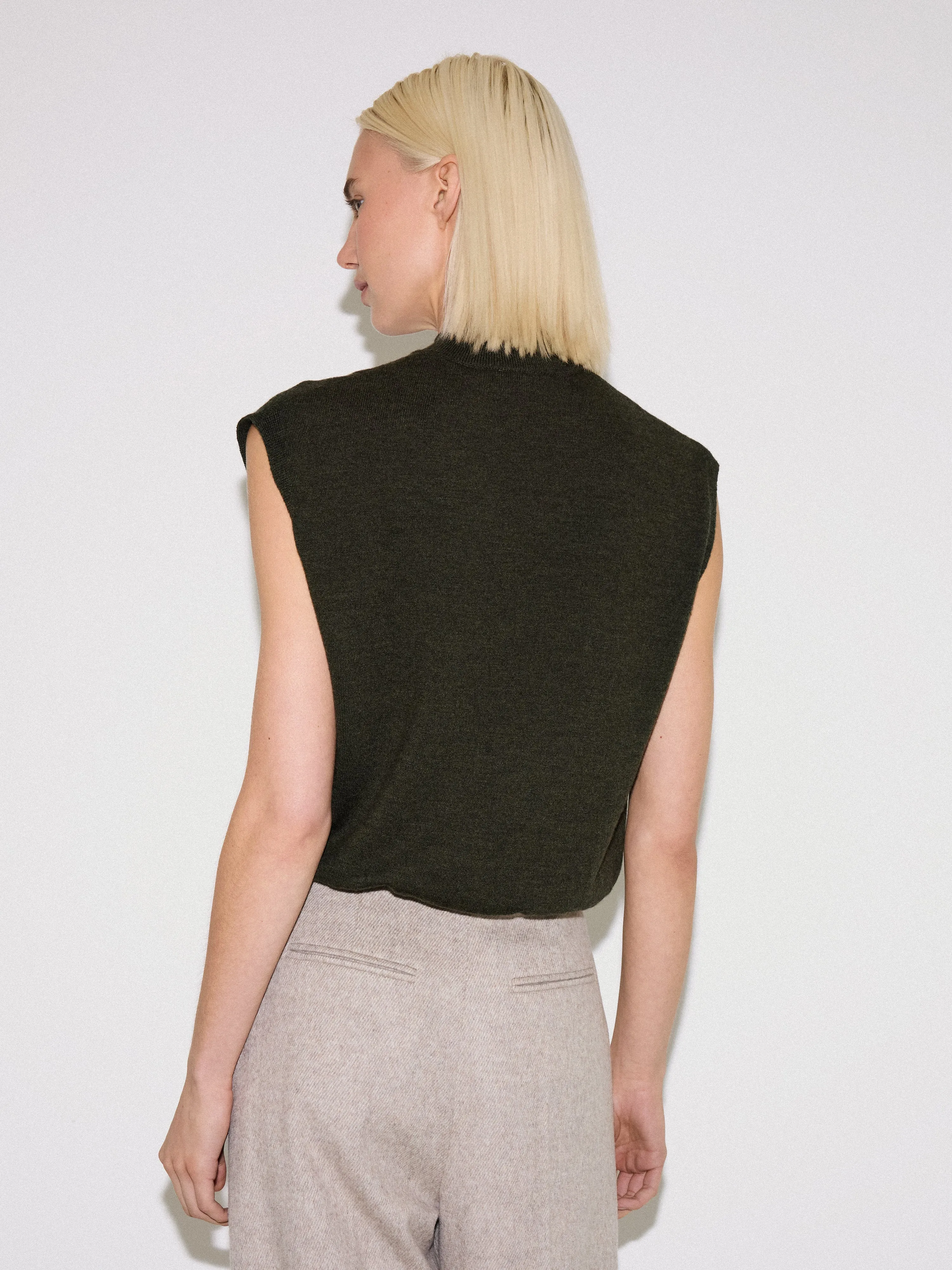 Merino Cocoon Tank | Khaki sold by Jigsaw product image thumbnail 5