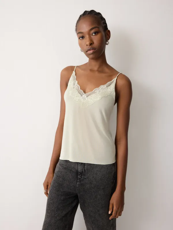 Modal Lace Cami | Pastel Aloe sold by Jigsaw