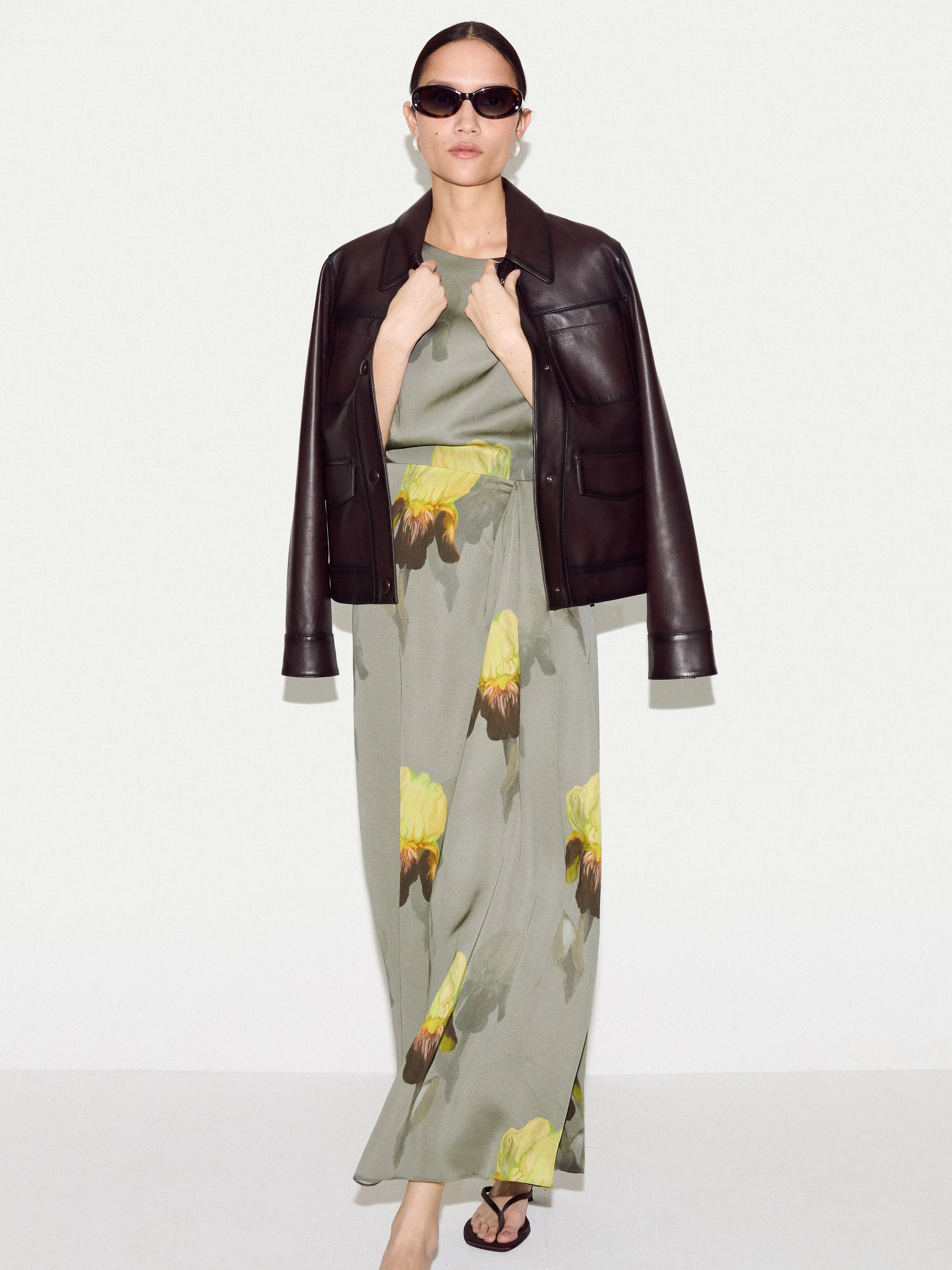 Iris Cap Sleeve Satin Dress | Green sold by Jigsaw product image thumbnail 4