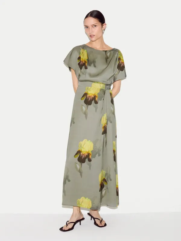 Iris Cap Sleeve Satin Dress | Green sold by Jigsaw