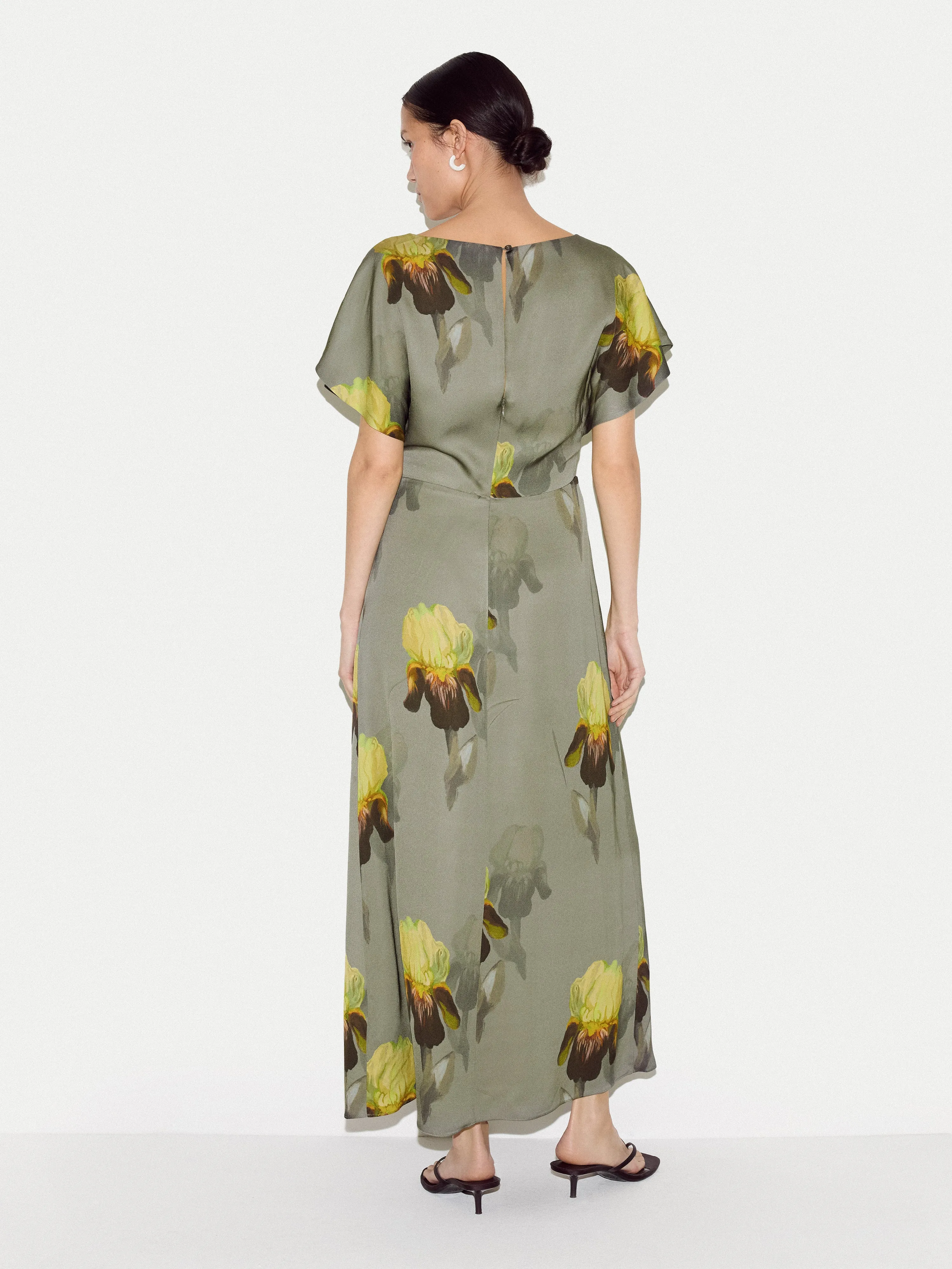 Iris Cap Sleeve Satin Dress | Green sold by Jigsaw product image thumbnail 5