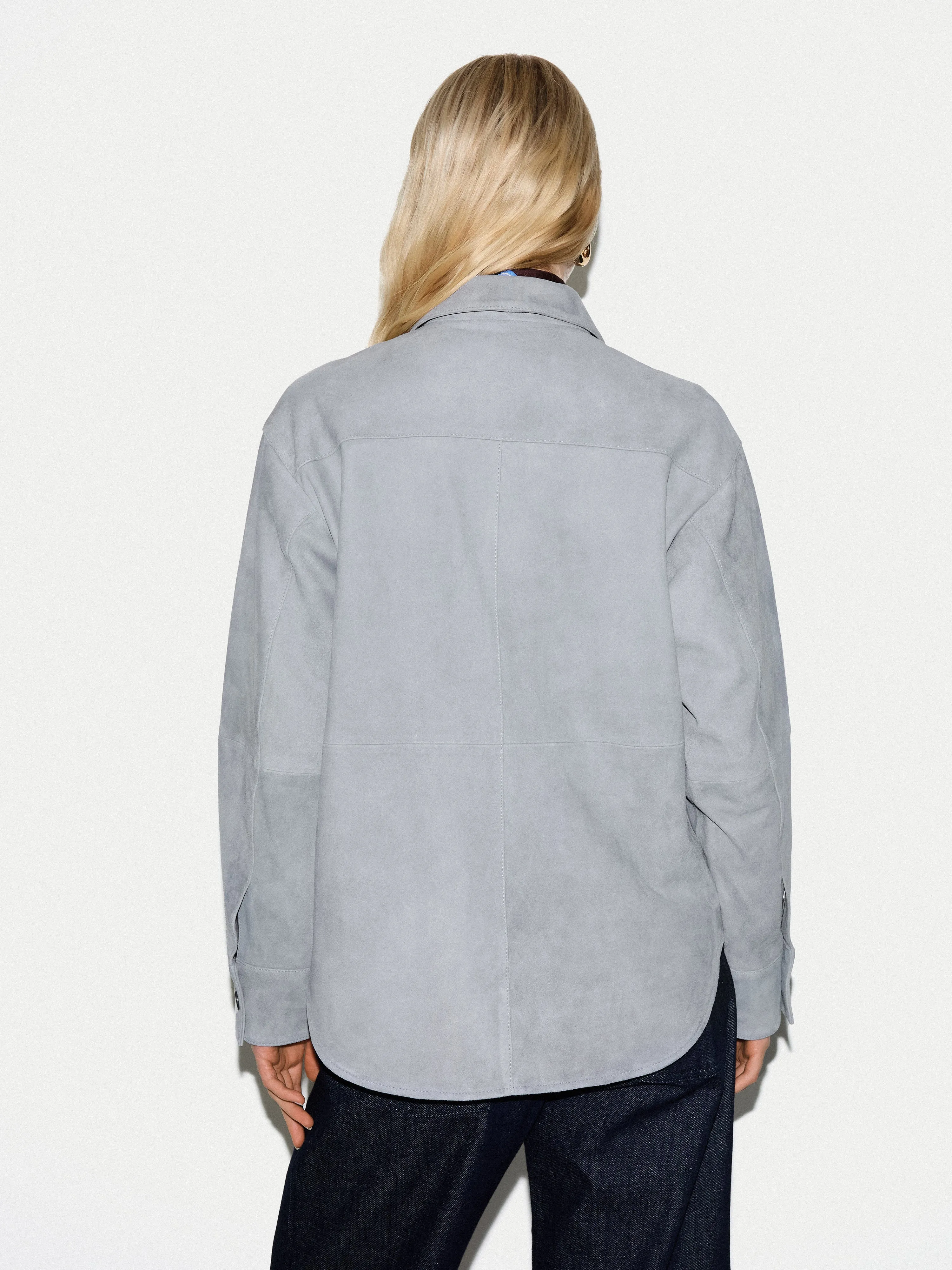 Suede Button Up Shacket | Light Blue sold by Jigsaw product image thumbnail 4