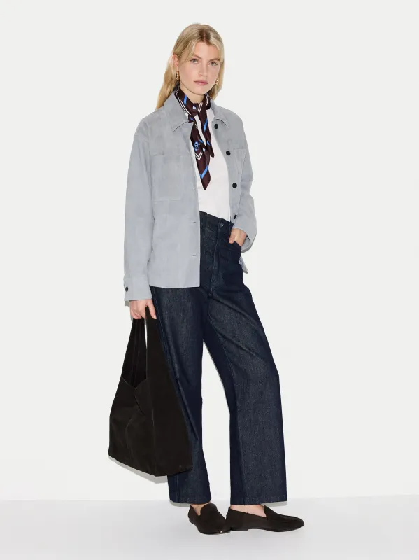 Suede Button Up Shacket | Light Blue sold by Jigsaw