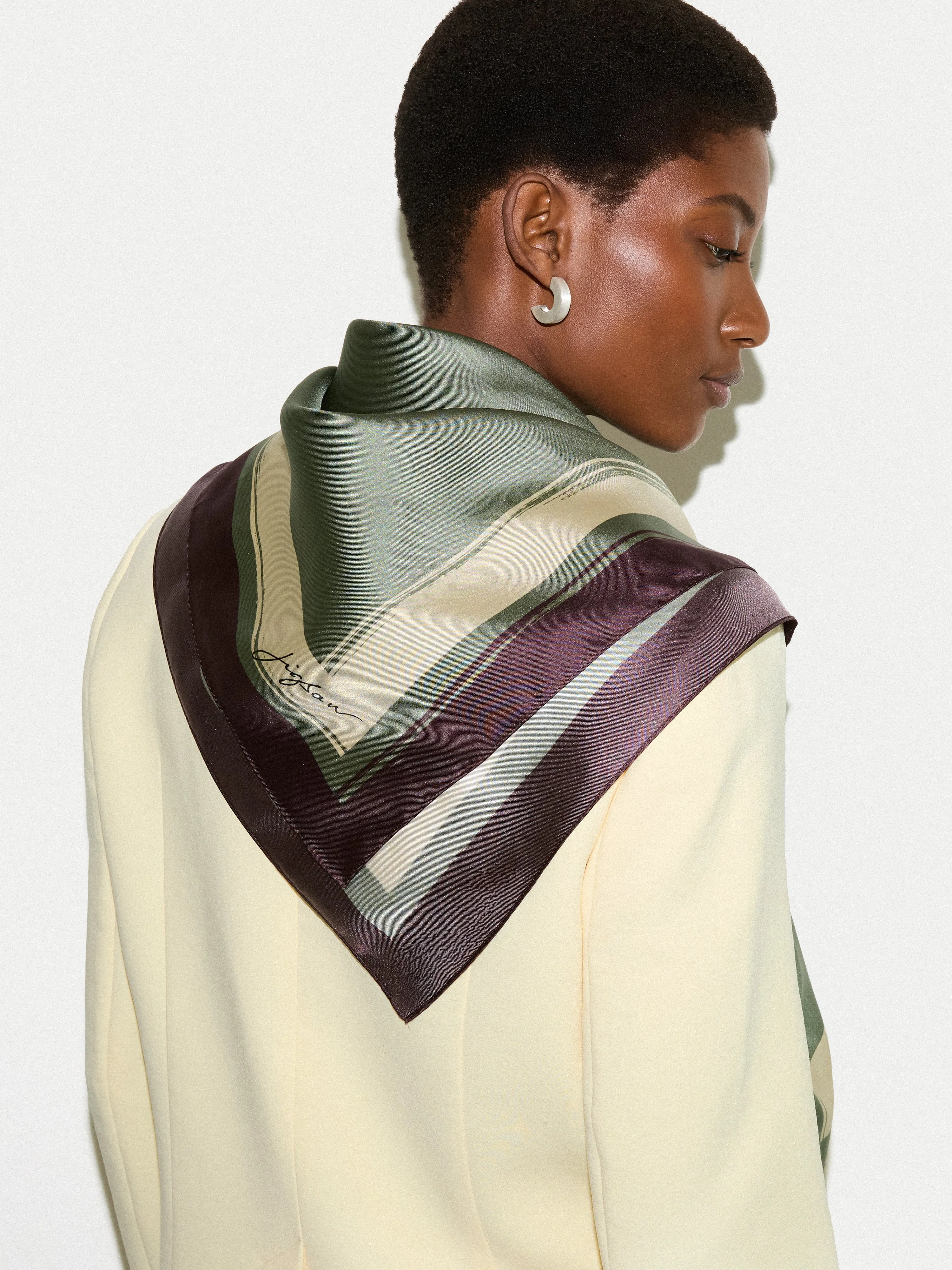 Iris Silk Twill Scarf | Green sold by Jigsaw product image thumbnail 2