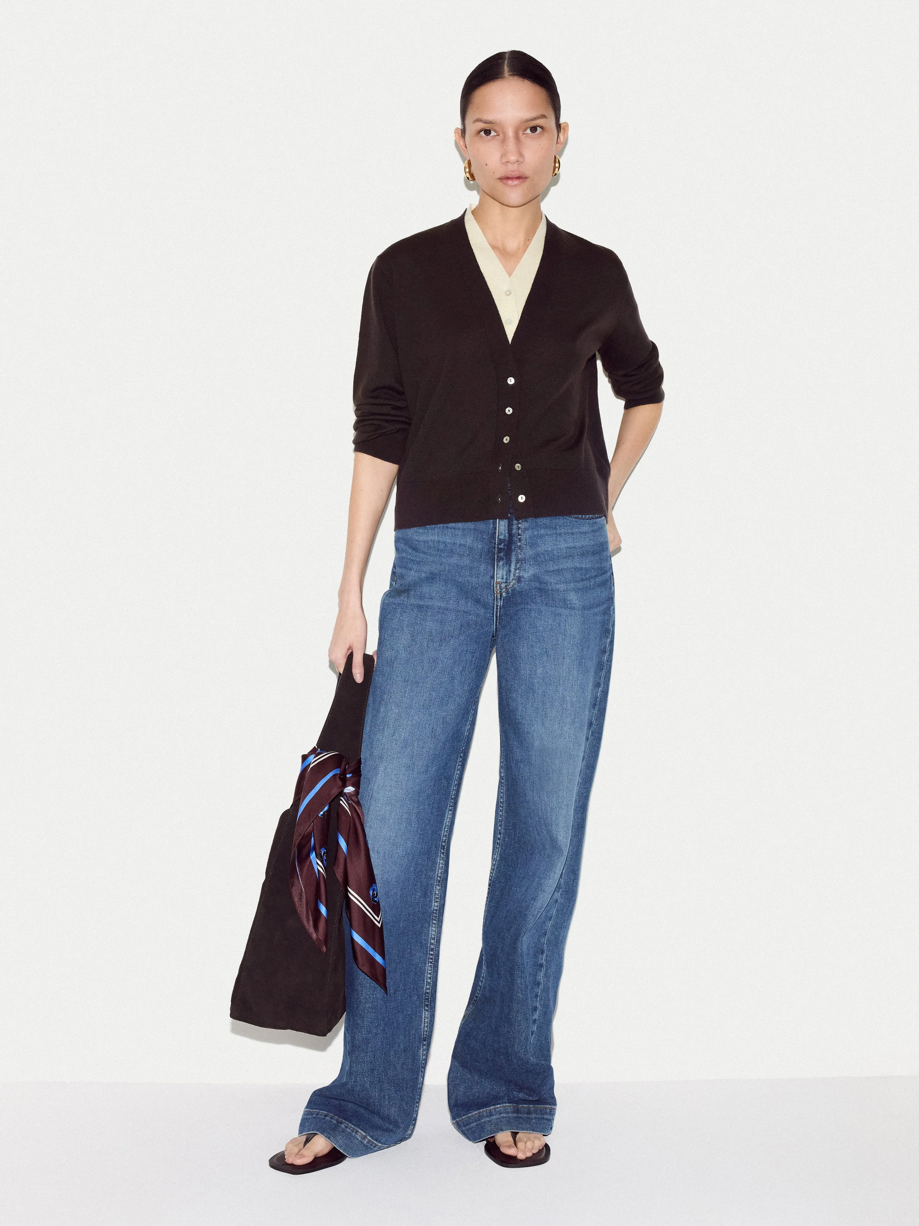 Merino Double Layer Cardigan | Brown sold by Jigsaw product image thumbnail 3