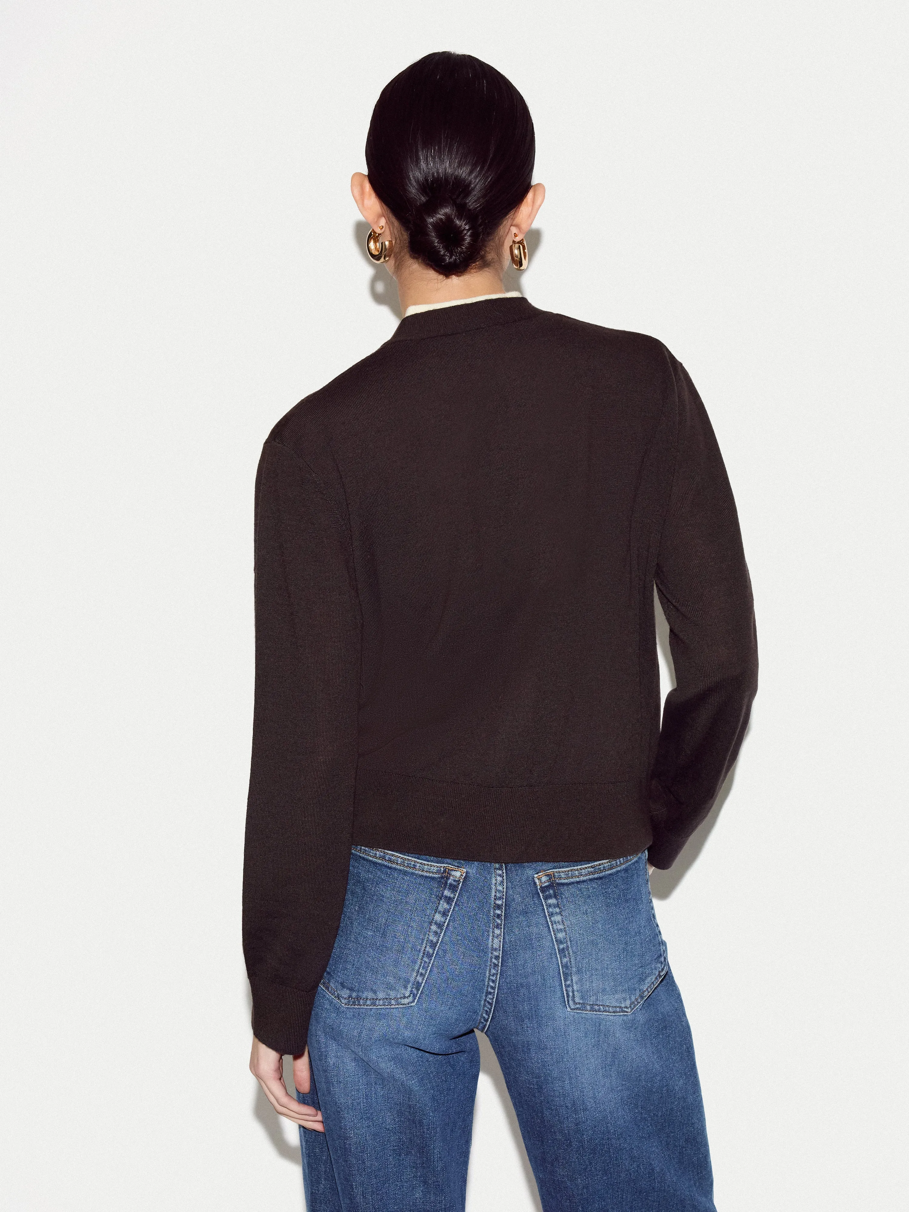 Merino Double Layer Cardigan | Brown sold by Jigsaw product image thumbnail 4