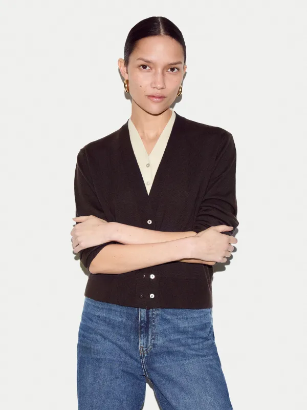 Merino Double Layer Cardigan | Brown sold by Jigsaw