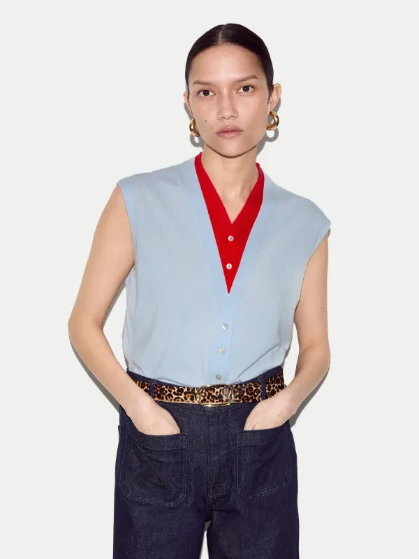 Merino Double Layer Tank | Blue sold by Jigsaw