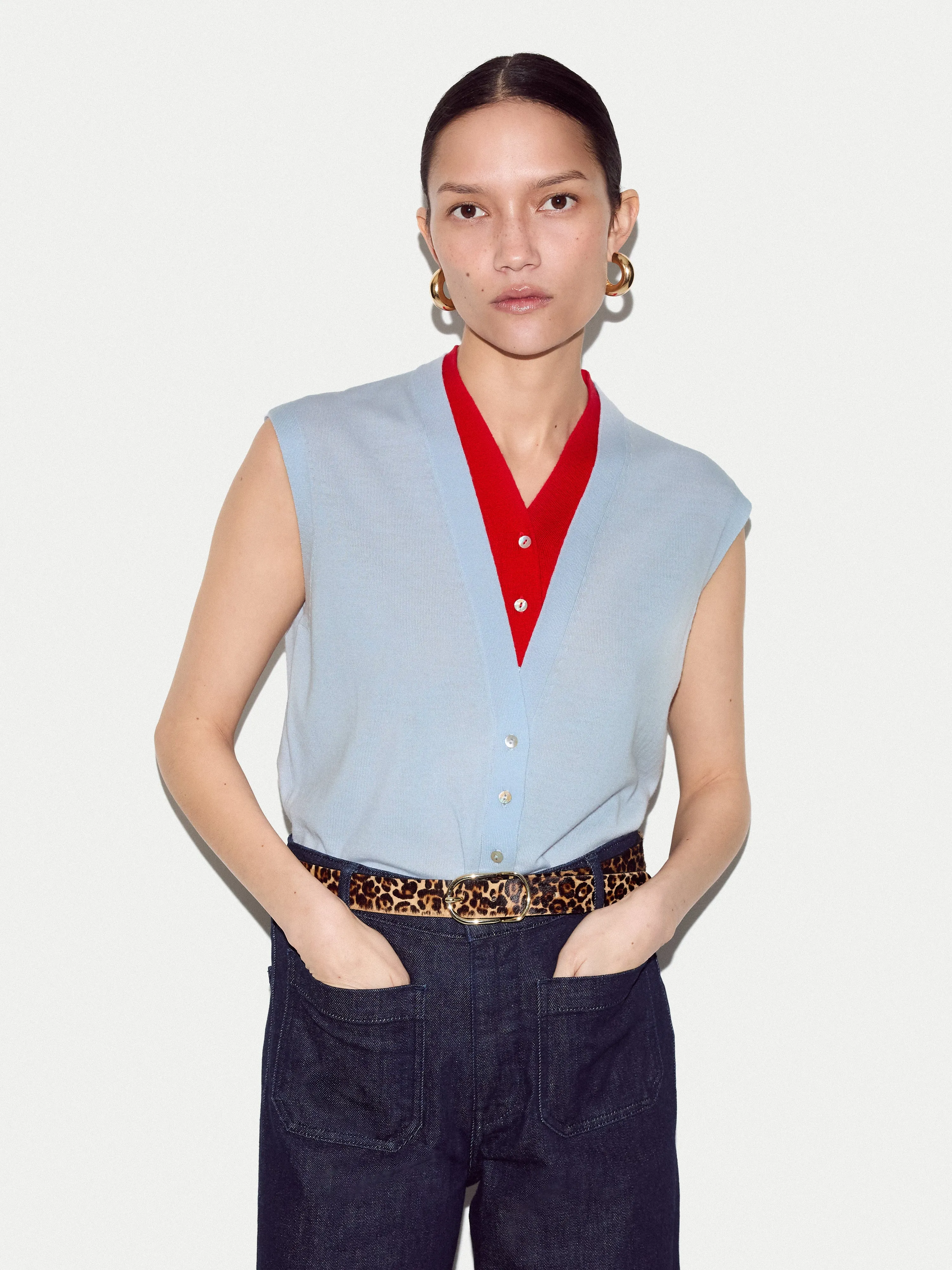 Merino Double Layer Tank | Blue sold by Jigsaw