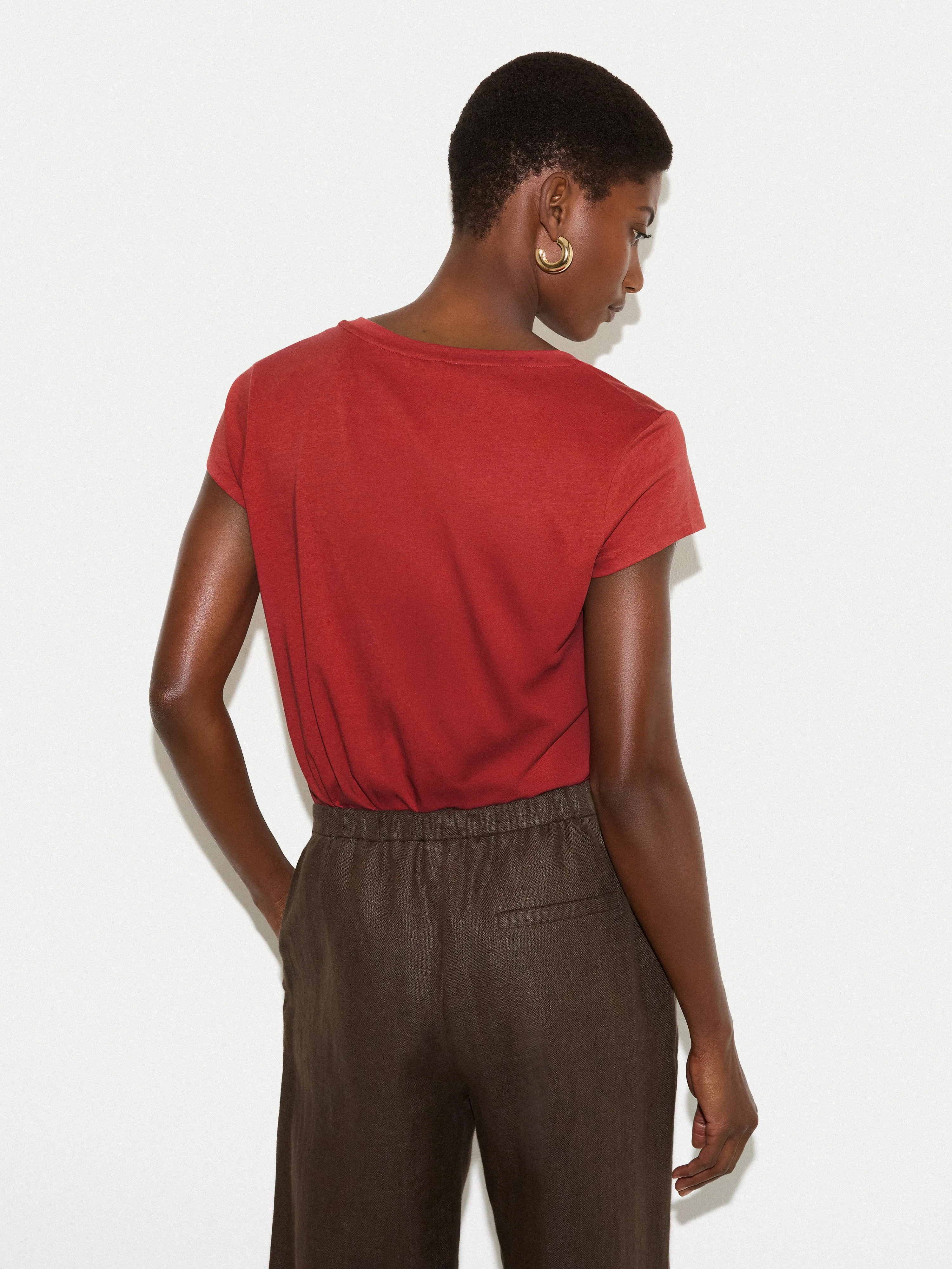 Supima Cotton Scoop Neck T-shirt | Red sold by Jigsaw product image thumbnail 4