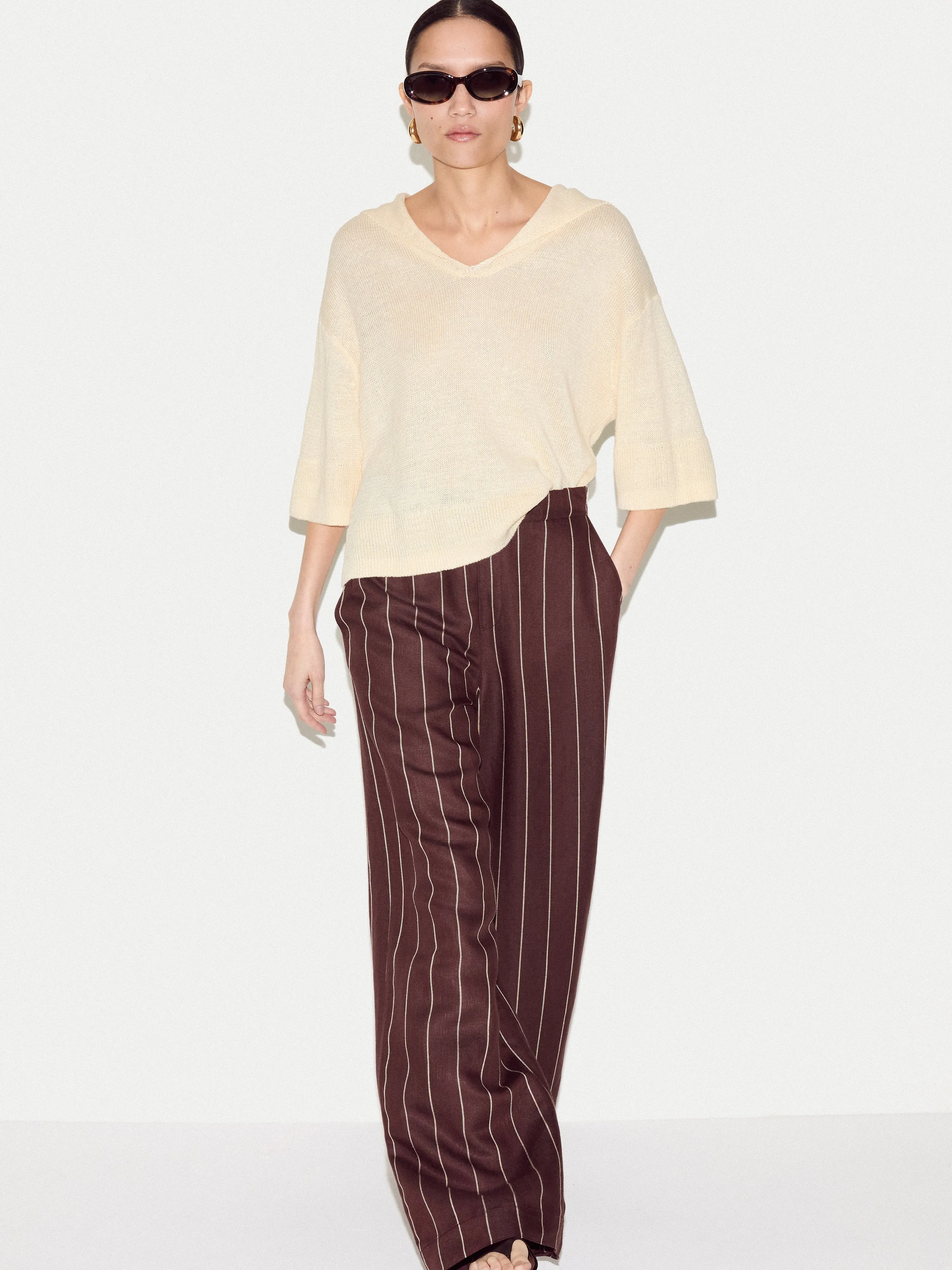 Linen Sailor Collar Jumper | Cream sold by Jigsaw product image thumbnail 2