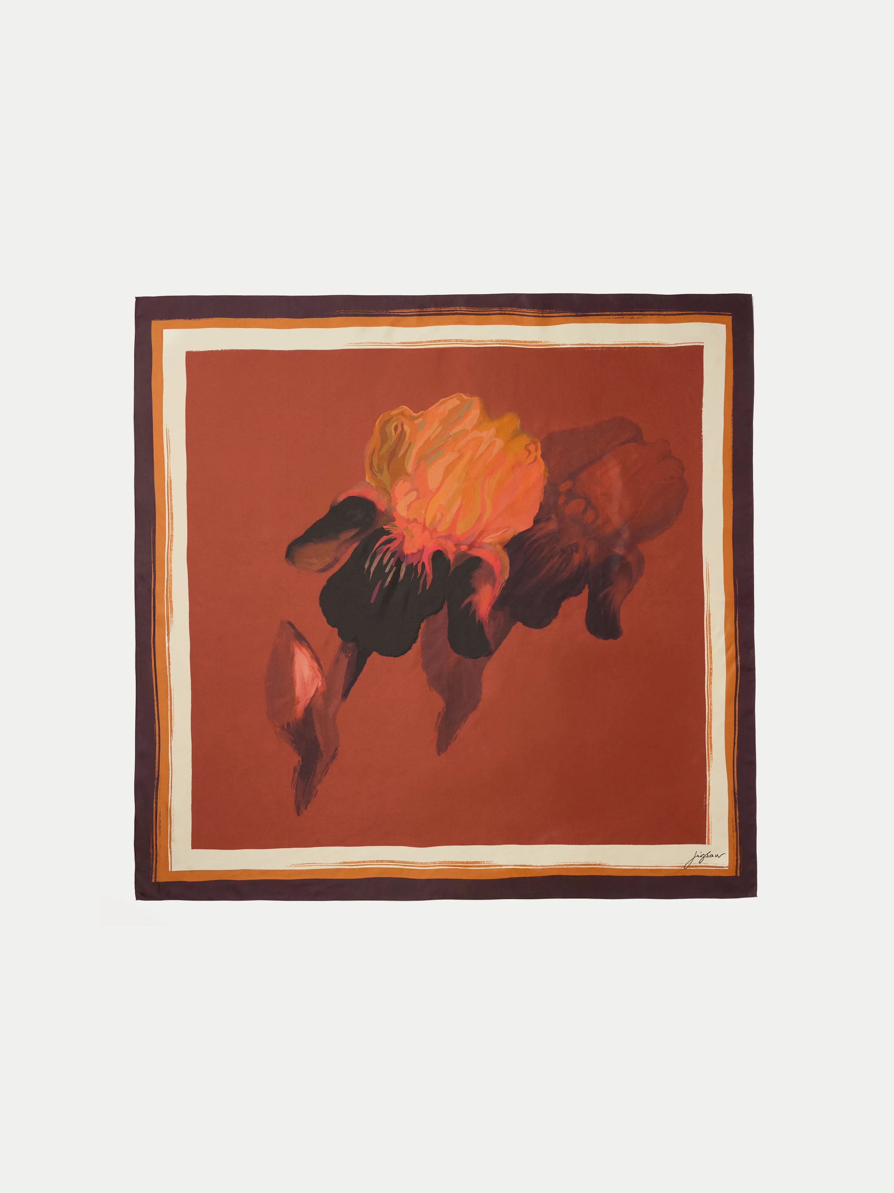 Iris Silk Twill Scarf | Orange sold by Jigsaw product image thumbnail 3