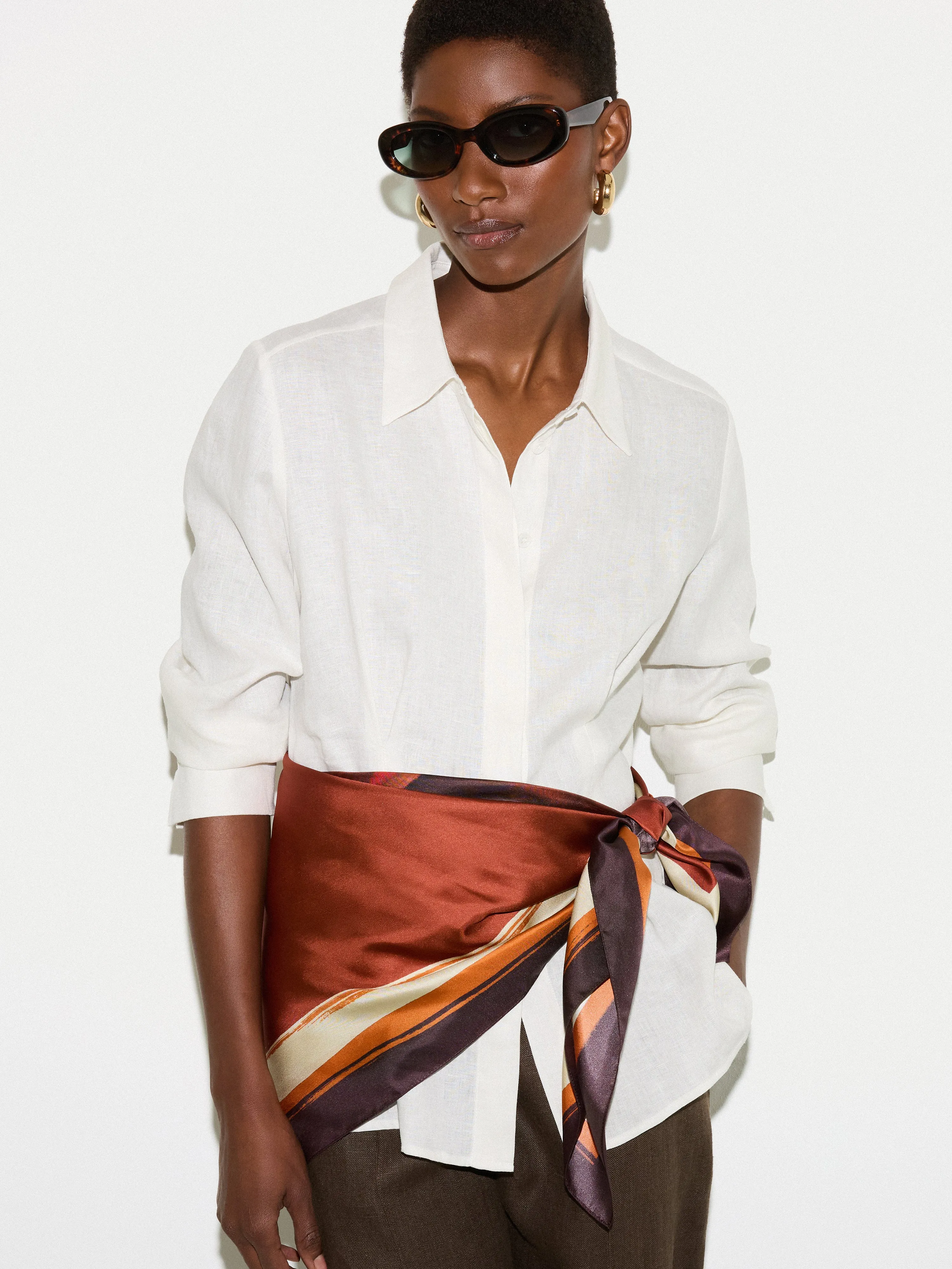 Iris Silk Twill Scarf | Orange sold by Jigsaw product image thumbnail 2