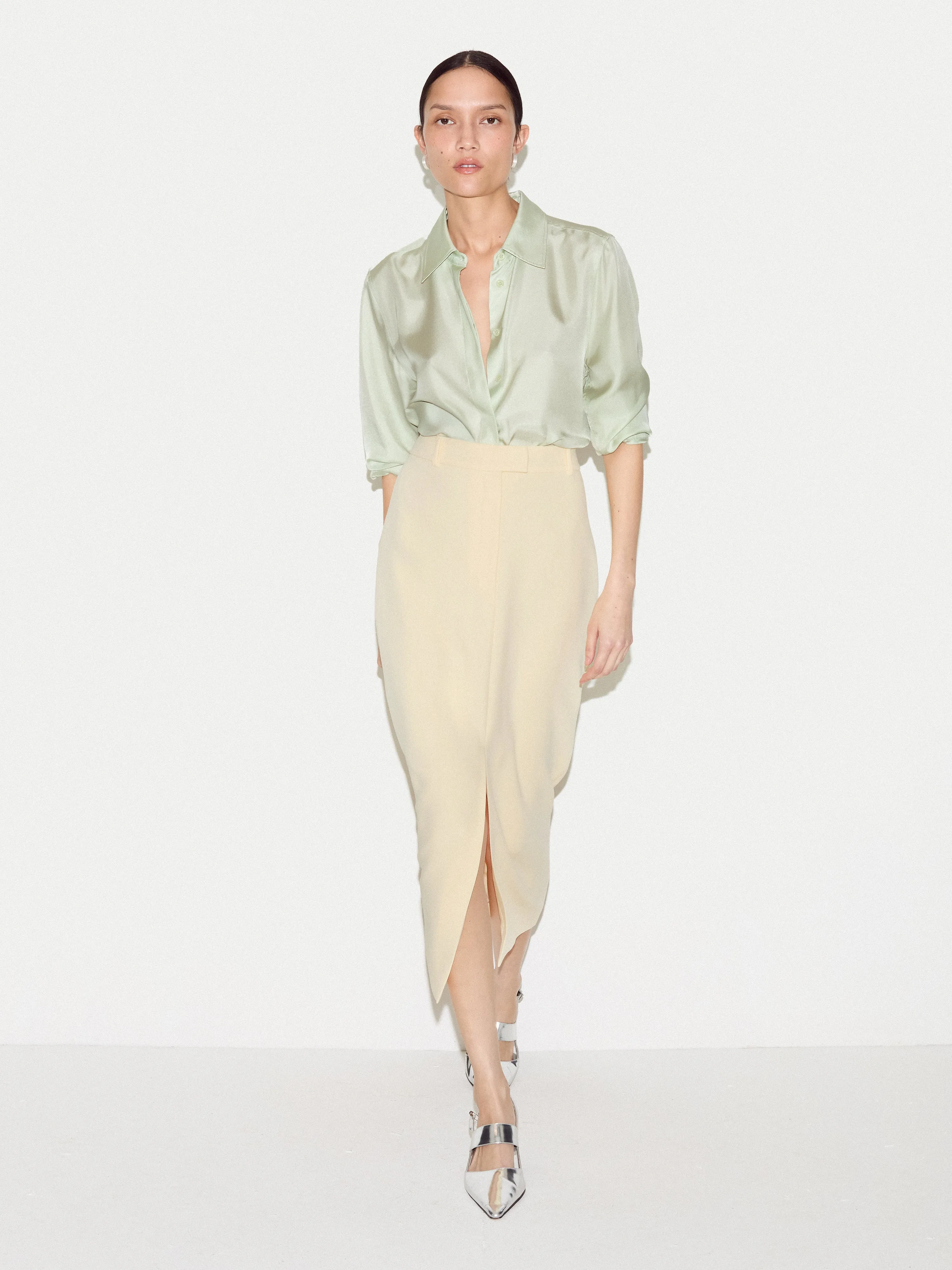 Tailored Split Front Skirt | Yellow sold by Jigsaw product image thumbnail 4