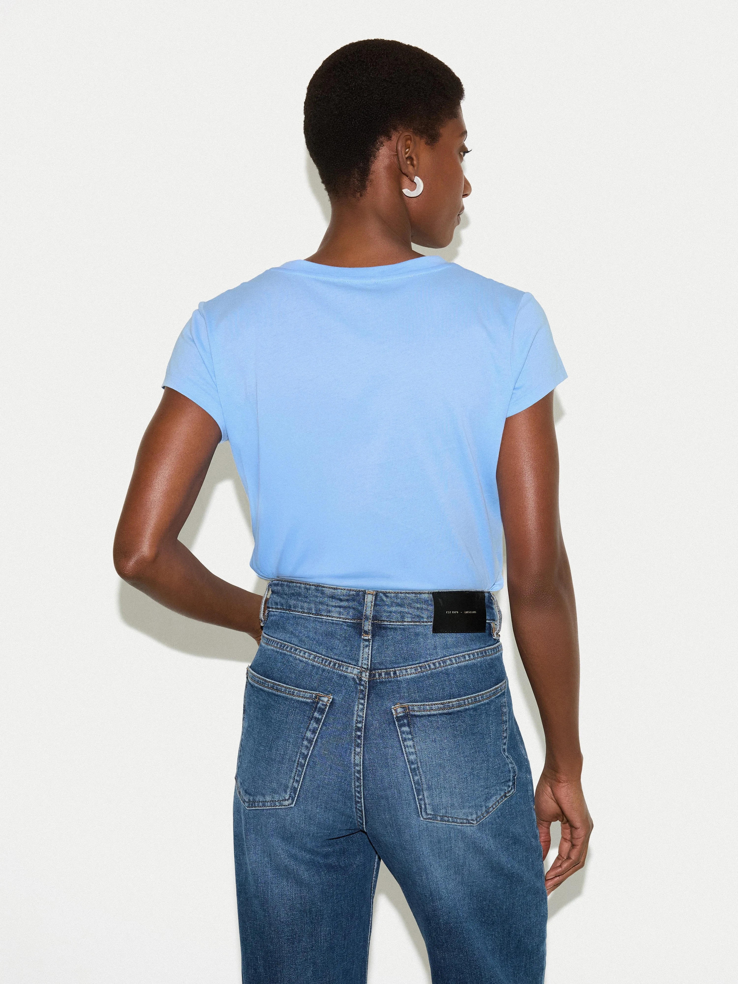 Supima Cotton Scoop Neck T-shirt | Blue sold by Jigsaw product image thumbnail 4
