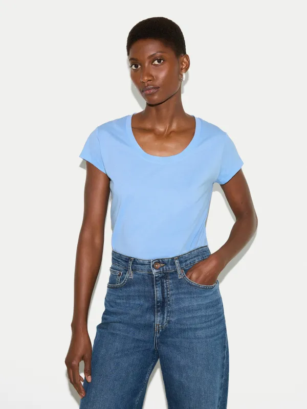 Supima Cotton Scoop Neck T-shirt | Blue sold by Jigsaw