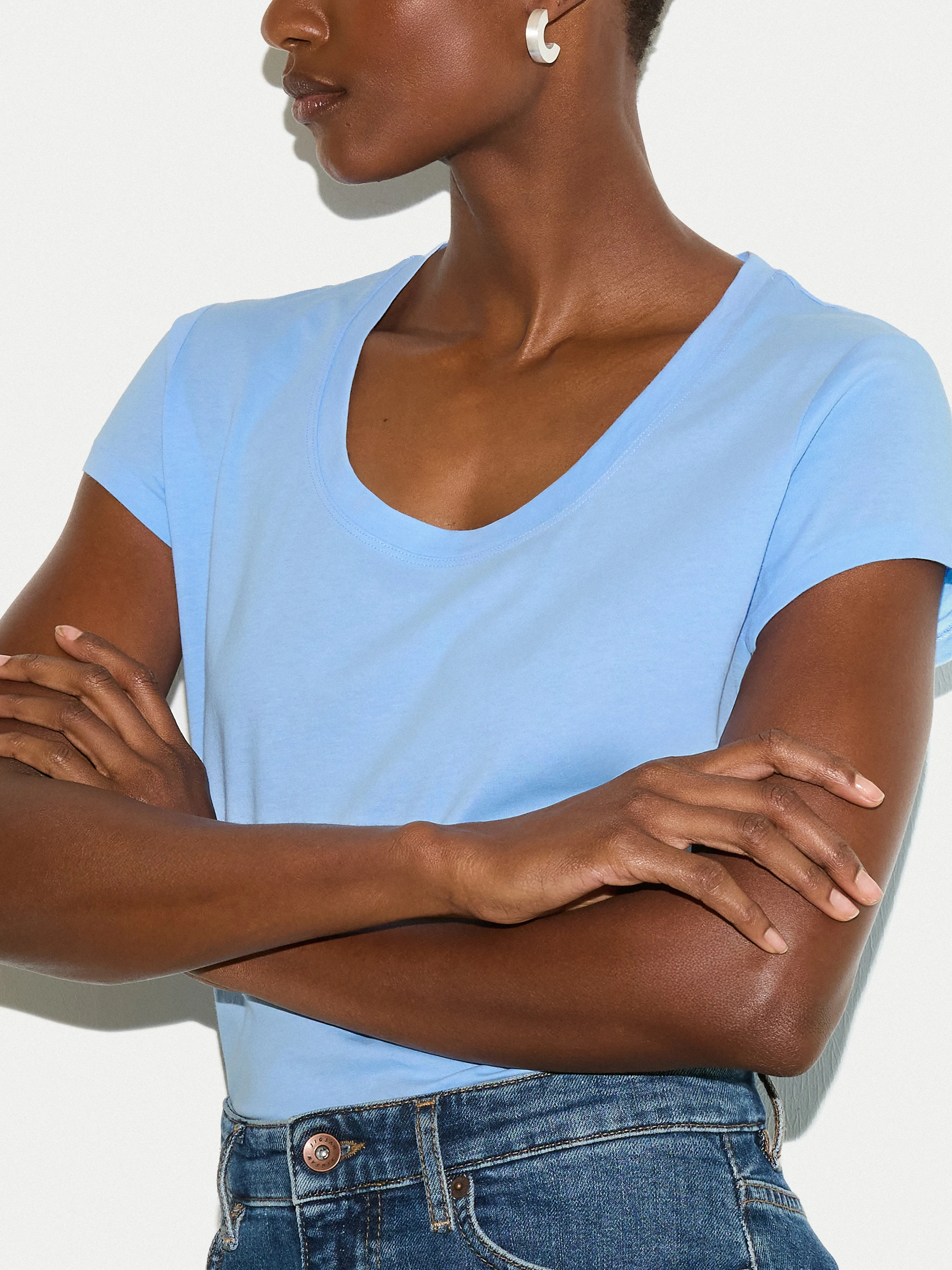 Supima Cotton Scoop Neck T-shirt | Blue sold by Jigsaw product image thumbnail 2