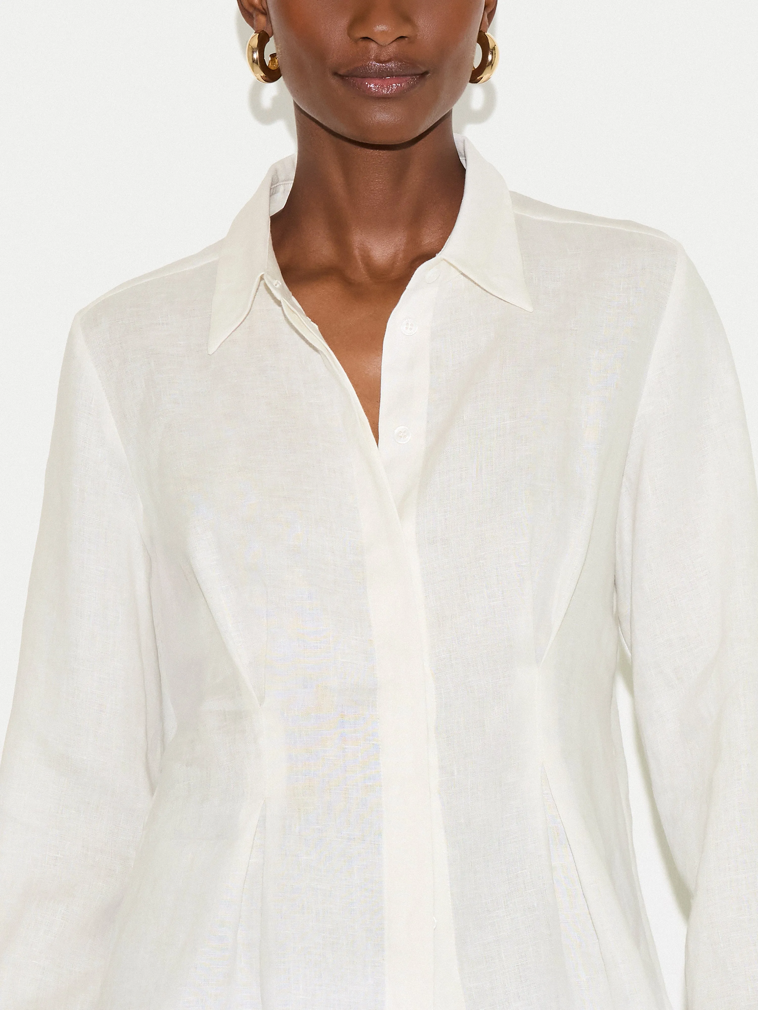 Linen Pleated Waist Shirt | White sold by Jigsaw product image thumbnail 3