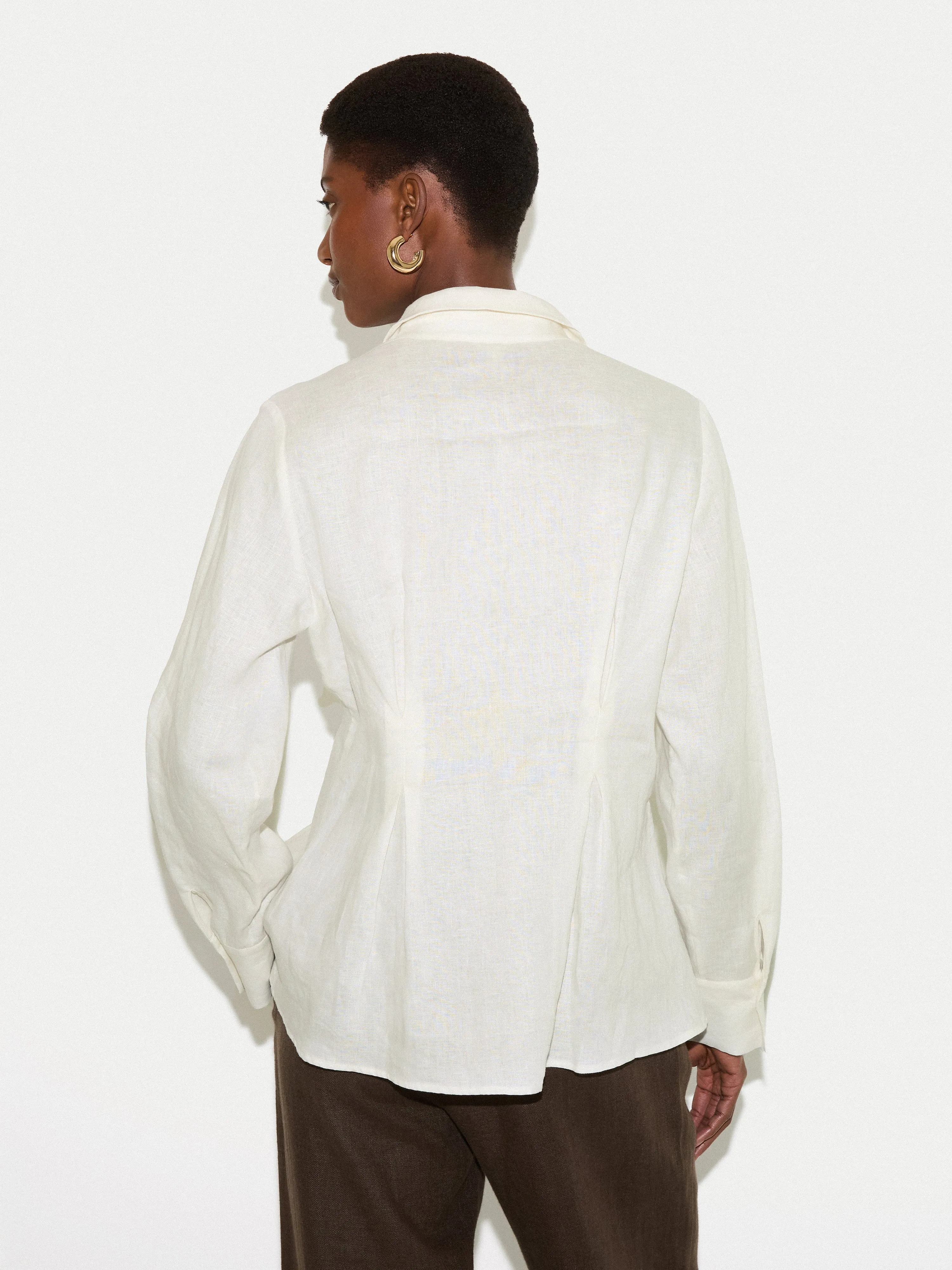 Linen Pleated Waist Shirt | White sold by Jigsaw product image thumbnail 5