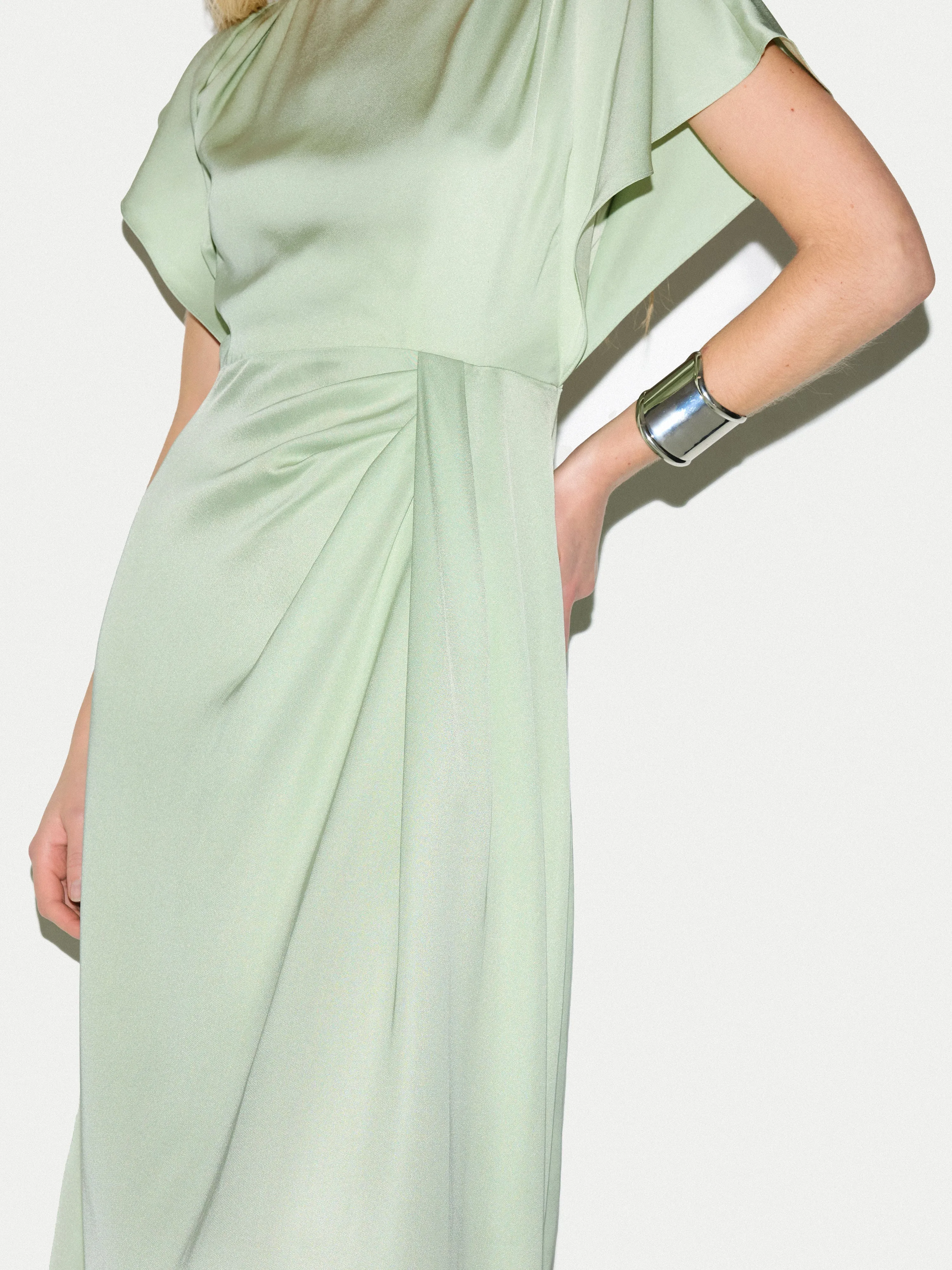 Cap Sleeve Satin Dress | Pale Green sold by Jigsaw product image thumbnail 3