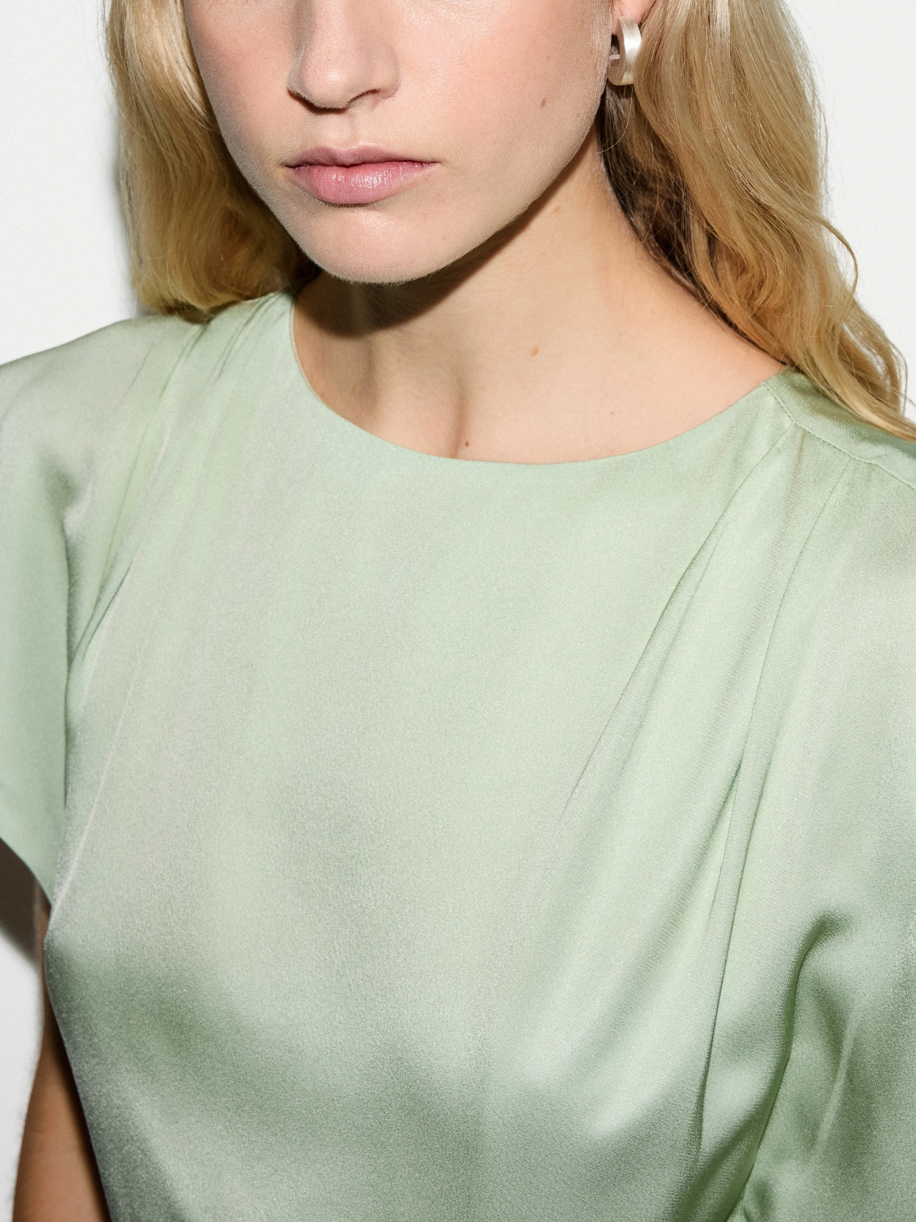 Cap Sleeve Satin Dress | Pale Green sold by Jigsaw product image thumbnail 4