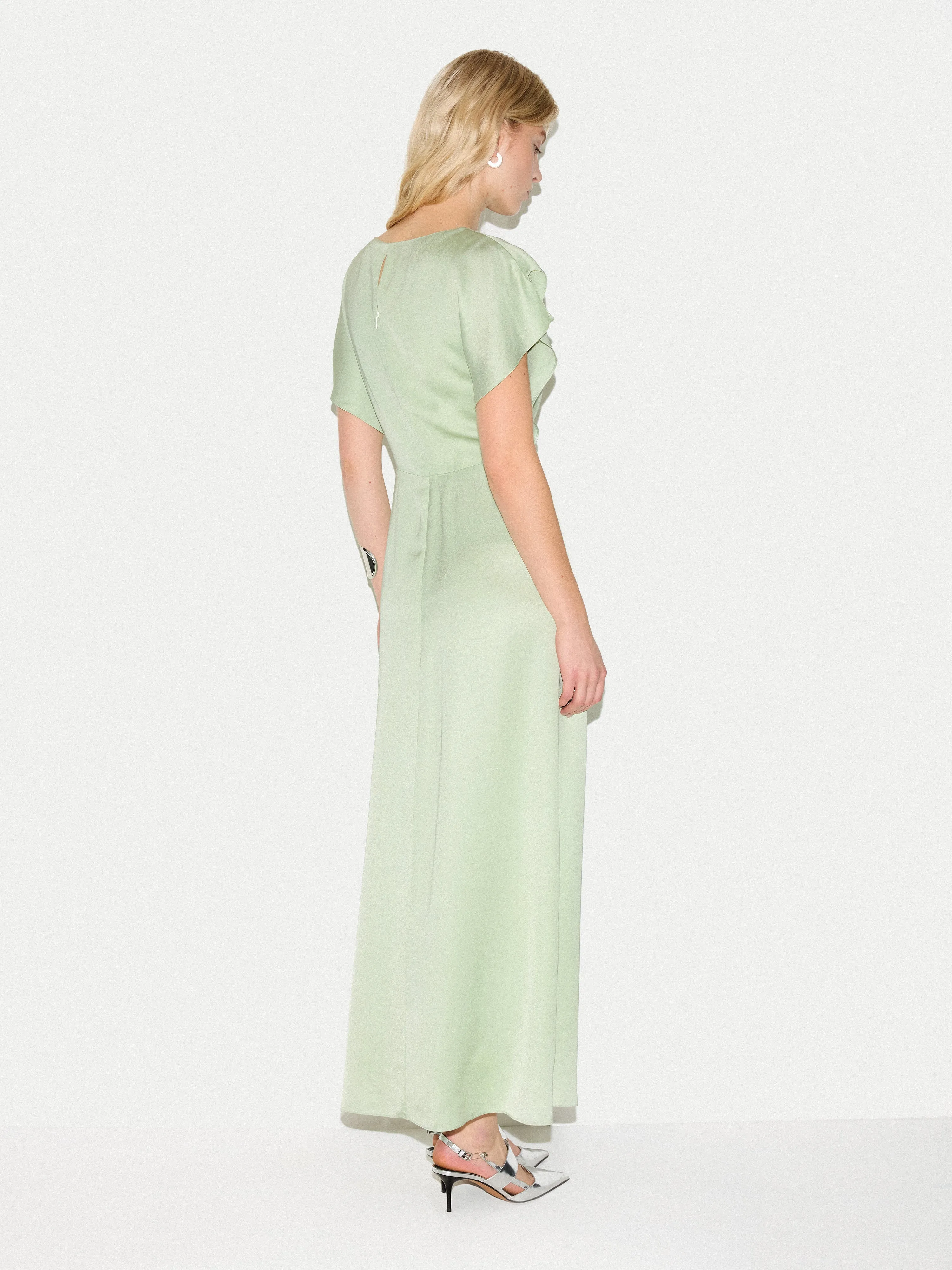 Cap Sleeve Satin Dress | Pale Green sold by Jigsaw product image thumbnail 5
