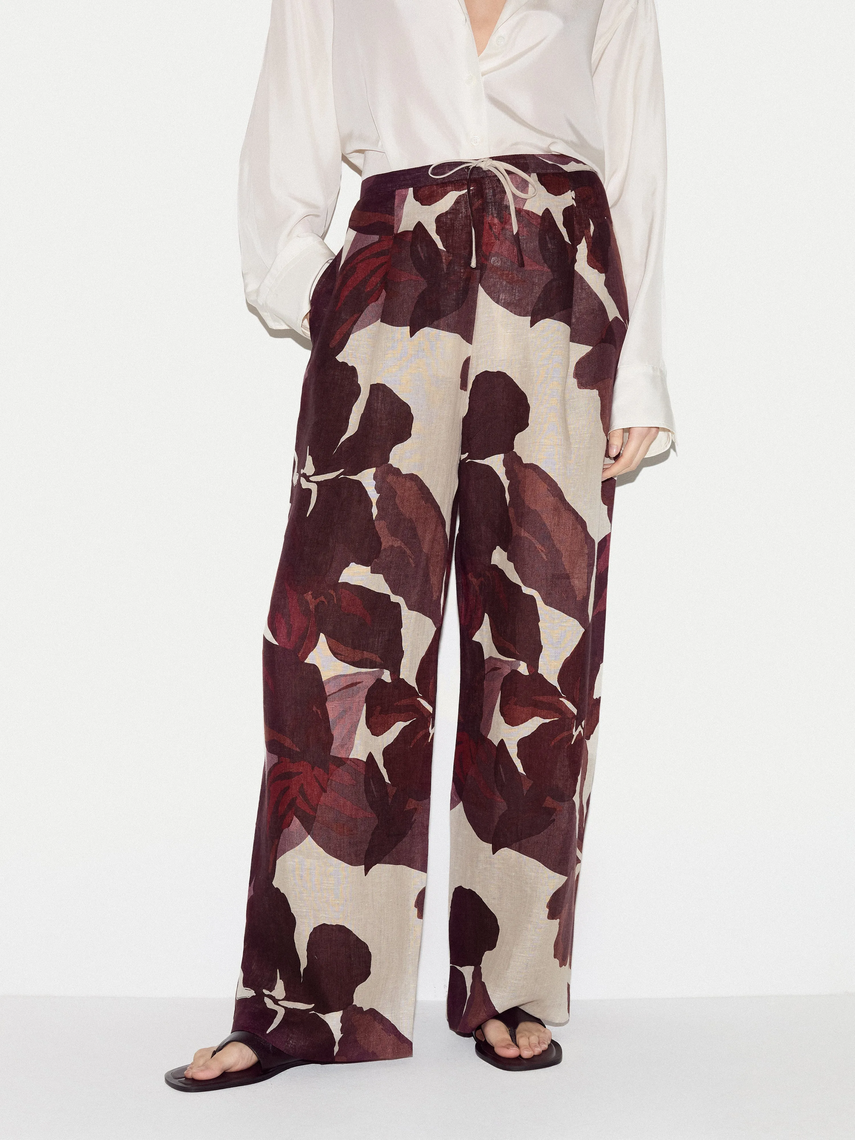 Iris Leaf Linen Trouser | Burgundy sold by Jigsaw product image thumbnail 2