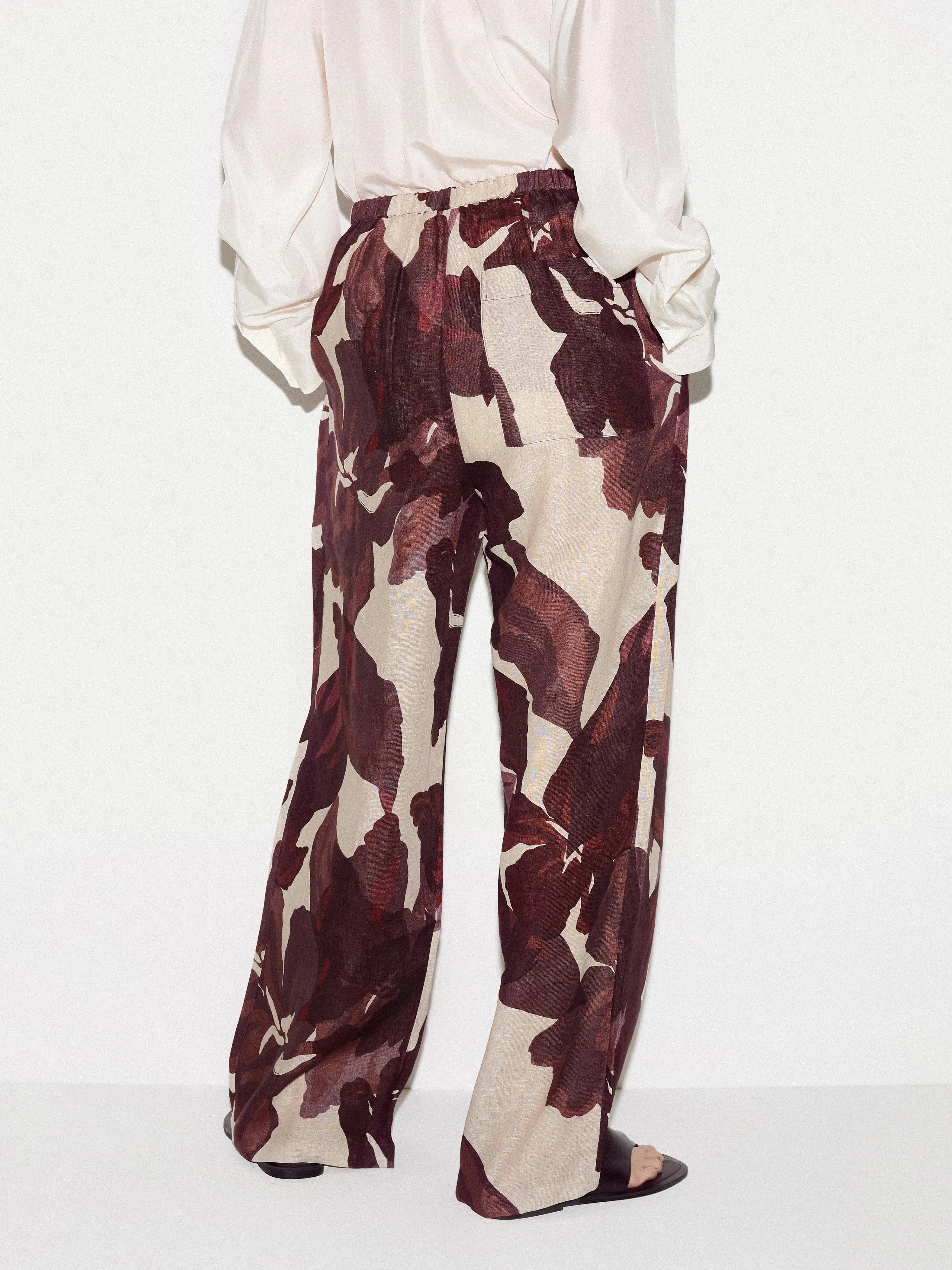 Iris Leaf Linen Trouser | Burgundy sold by Jigsaw product image thumbnail 5
