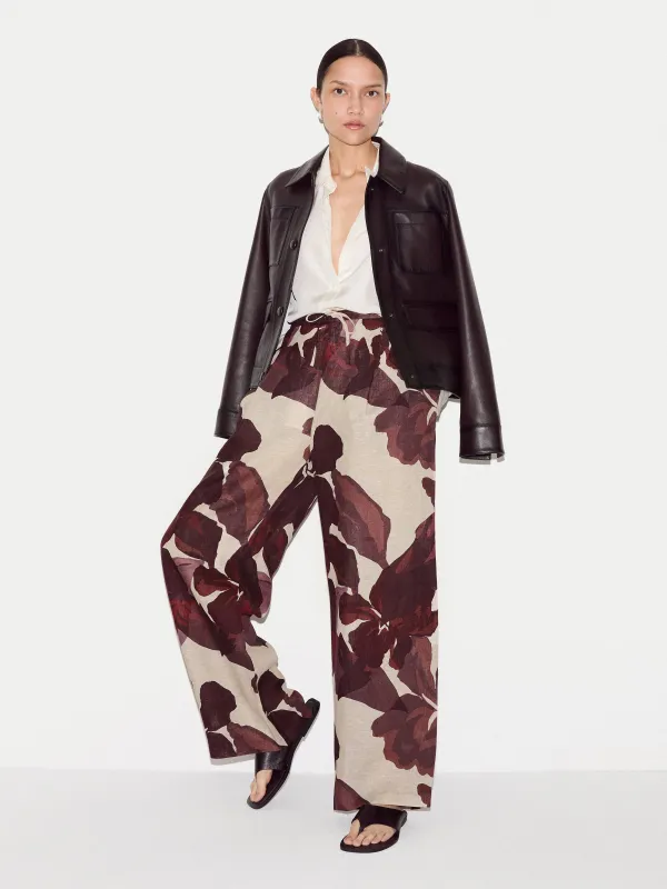 Iris Leaf Linen Trouser | Burgundy sold by Jigsaw