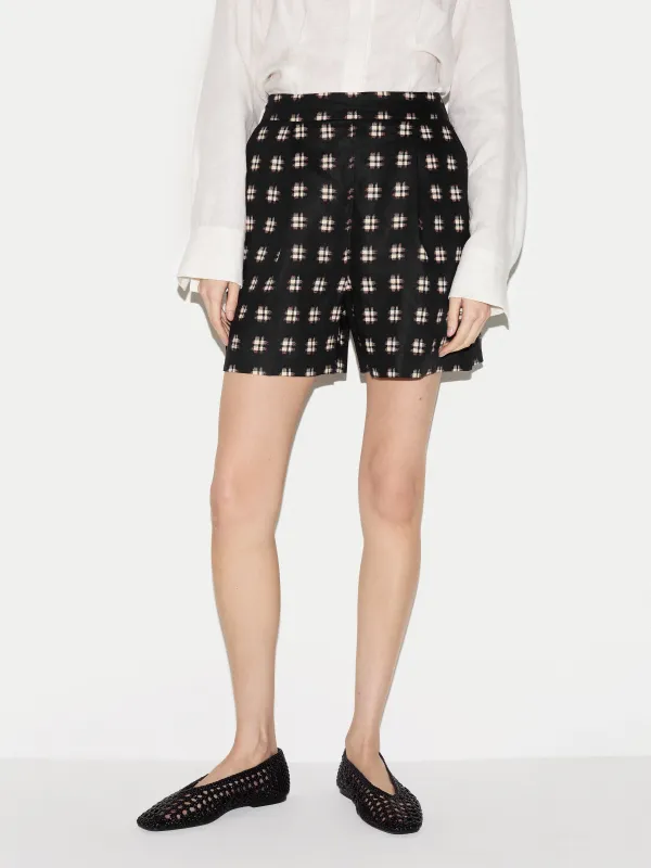 Geo Check Linen Short | Black sold by Jigsaw
