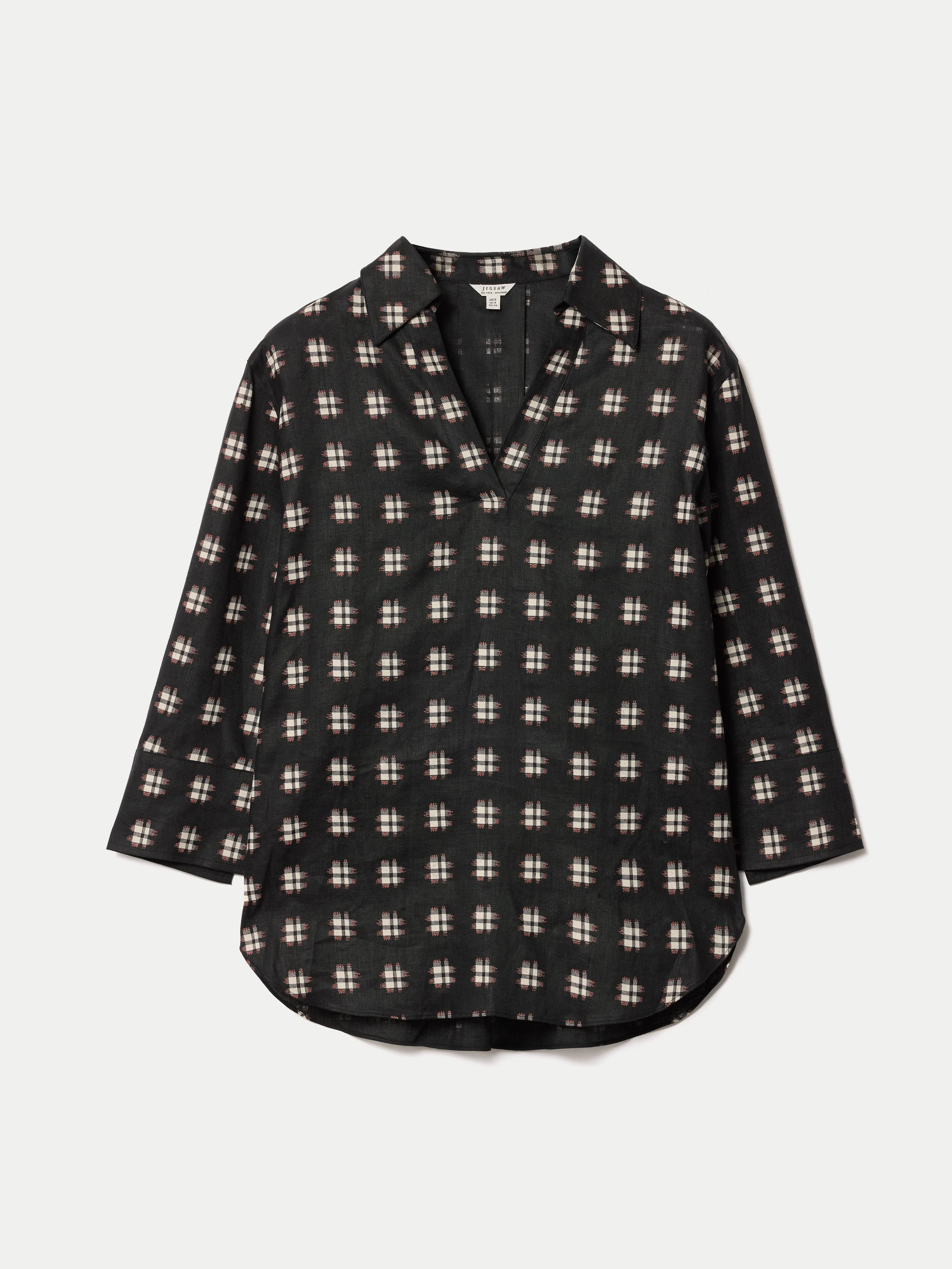 Geo Check Linen Tunic | Black sold by Jigsaw product image thumbnail 5