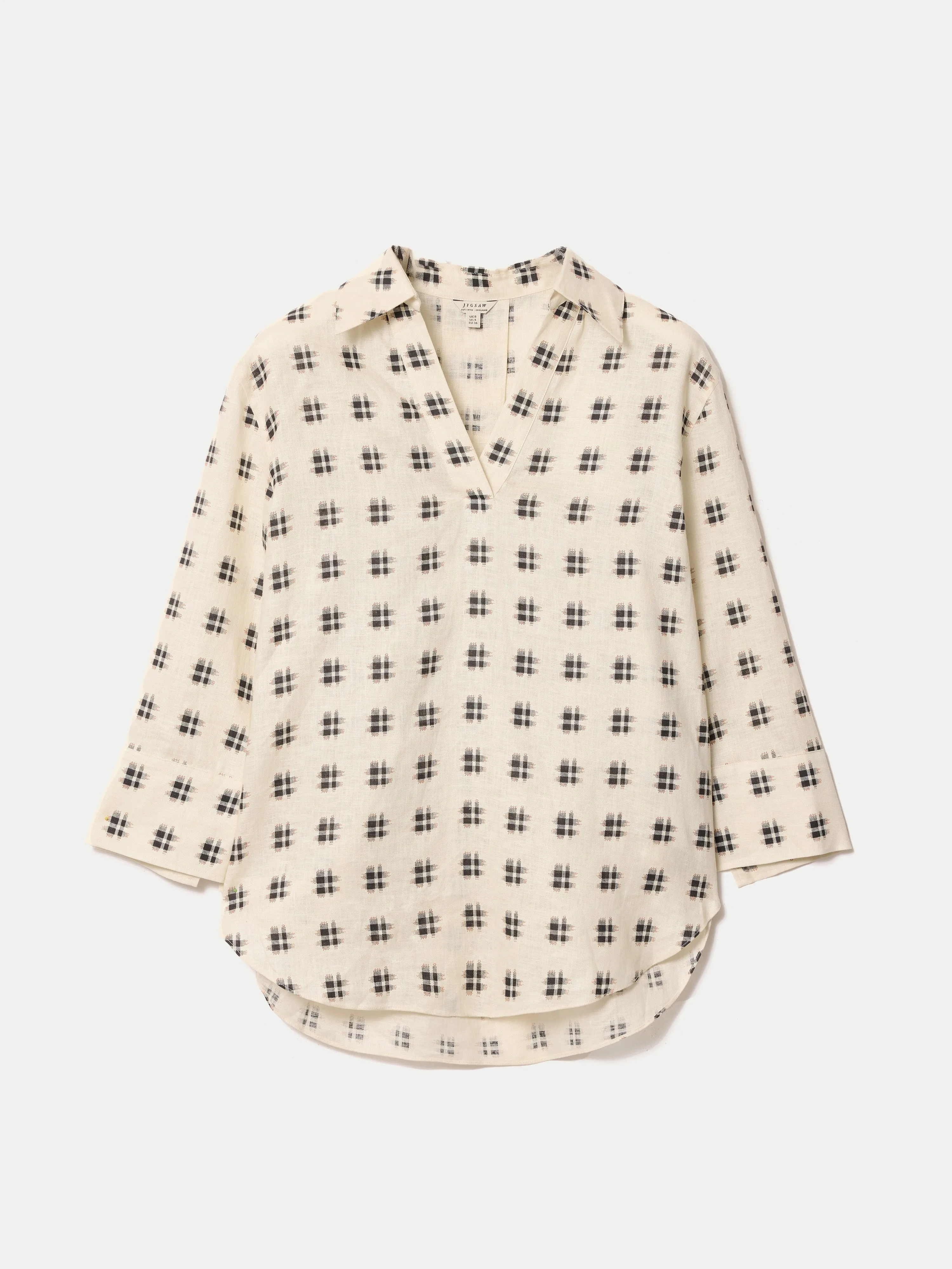 Geo Check Linen Tunic | Cream sold by Jigsaw product image thumbnail 5