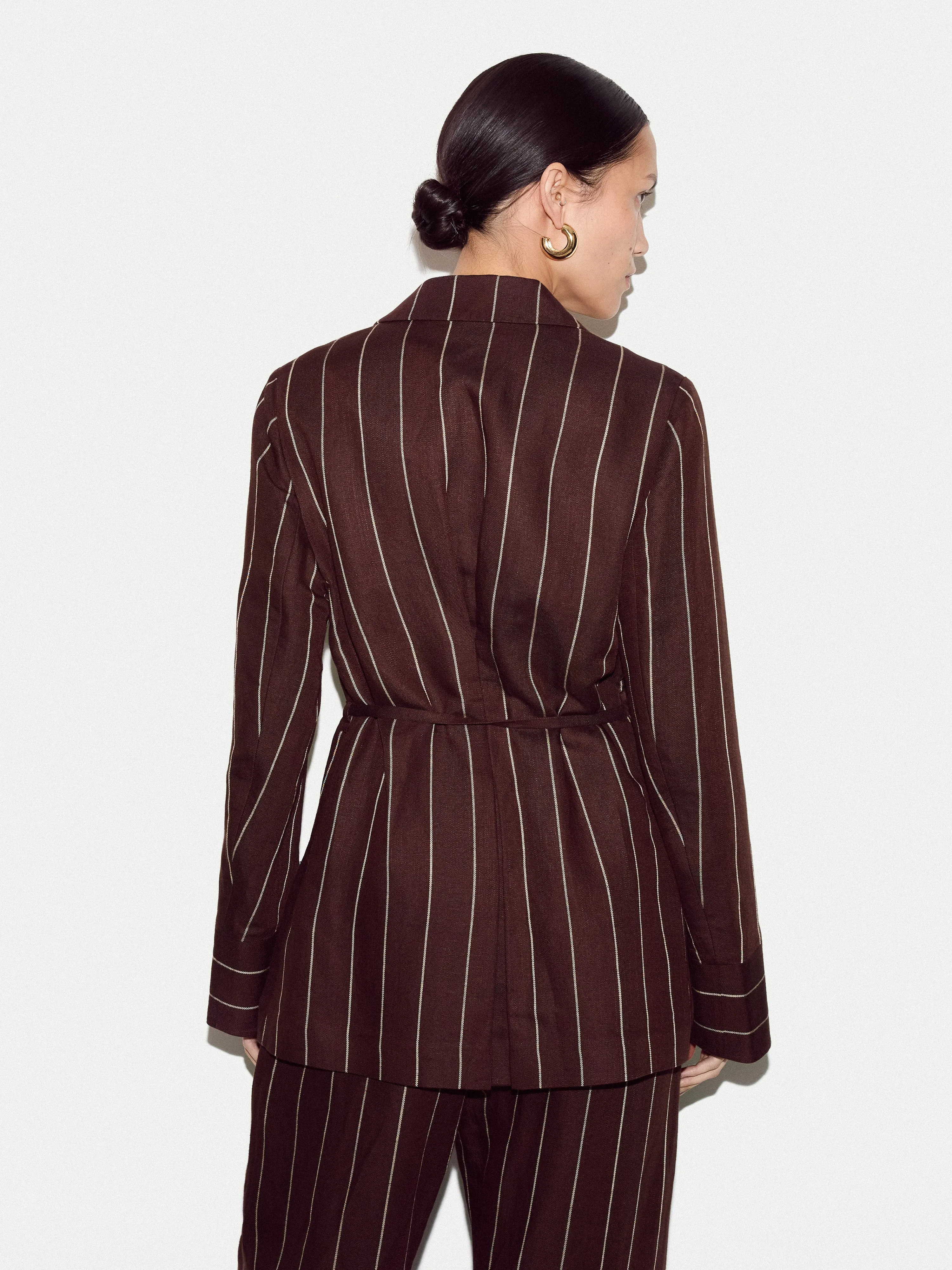 Relaxed Pinstripe Shirt Jacket | Brown sold by Jigsaw product image thumbnail 5