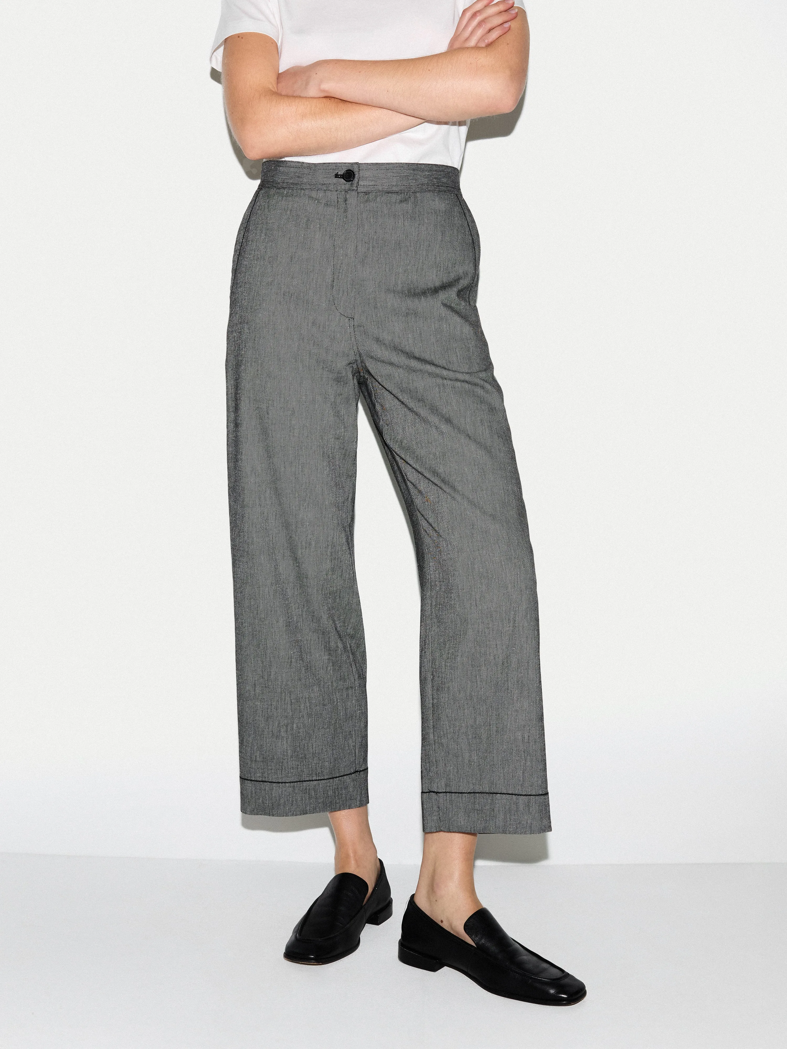Chambray Cropped Trouser | Black sold by Jigsaw product image thumbnail 2