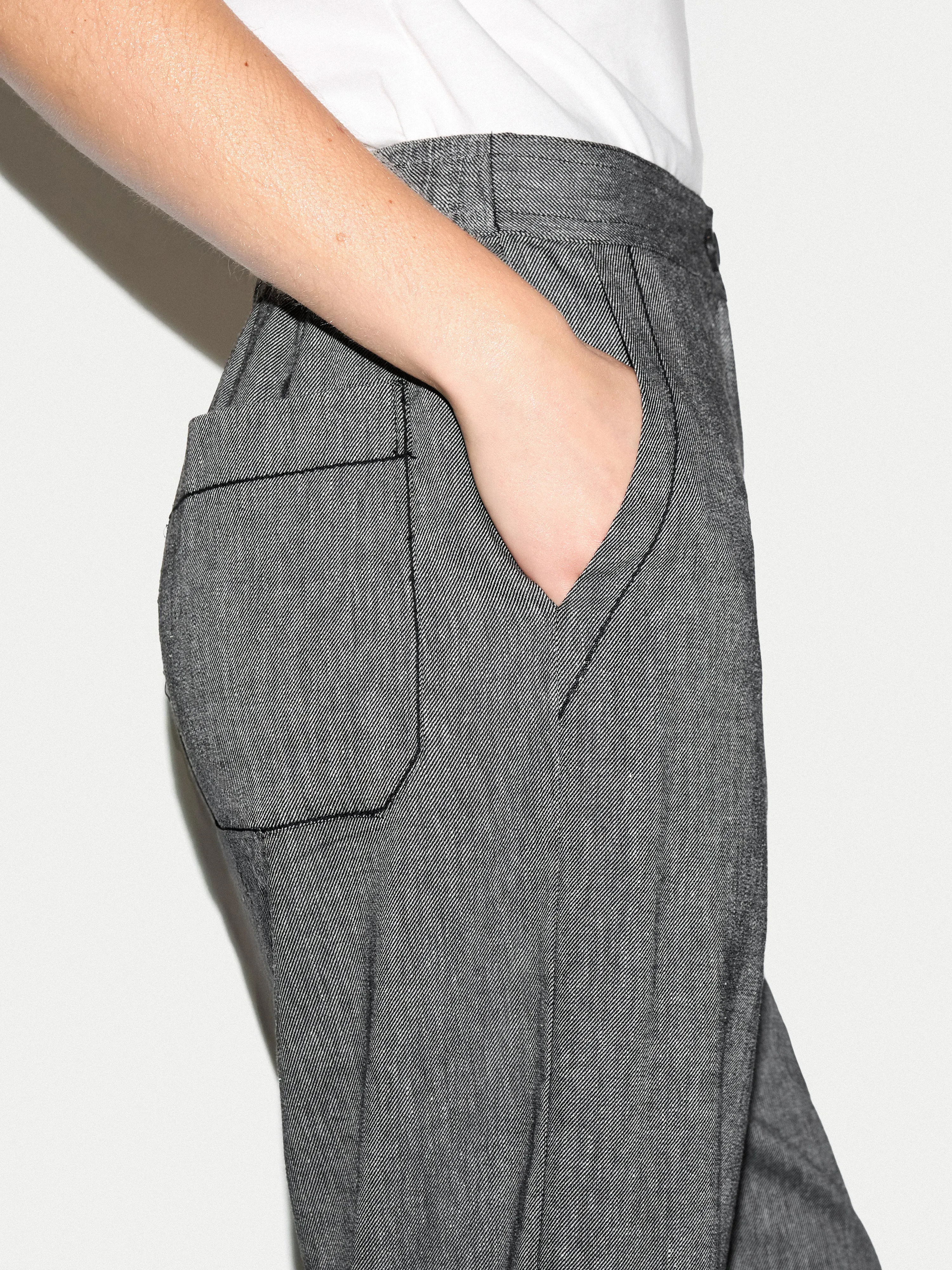 Chambray Cropped Trouser | Black sold by Jigsaw product image thumbnail 3