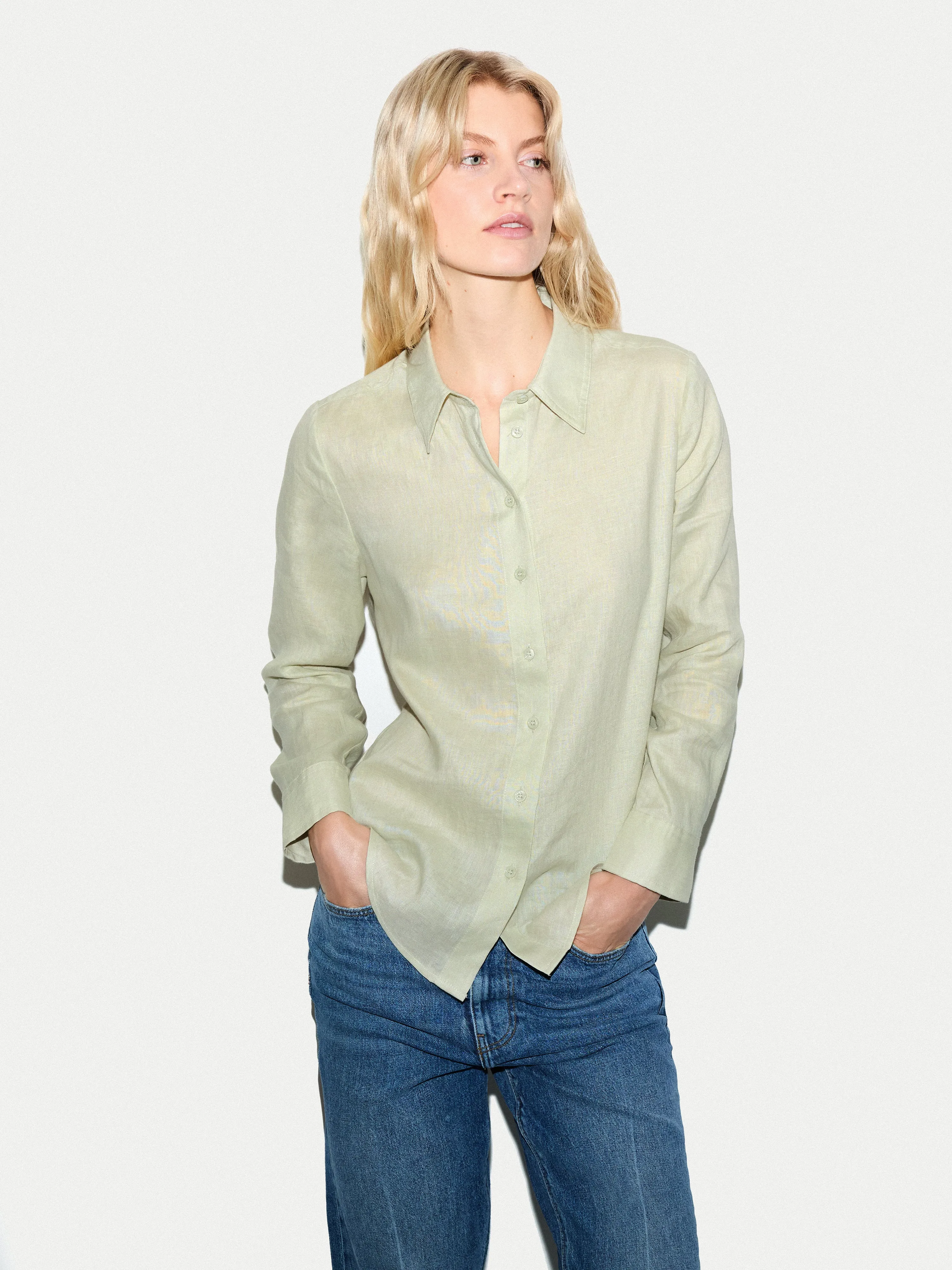 Linen Shirt | Green sold by Jigsaw