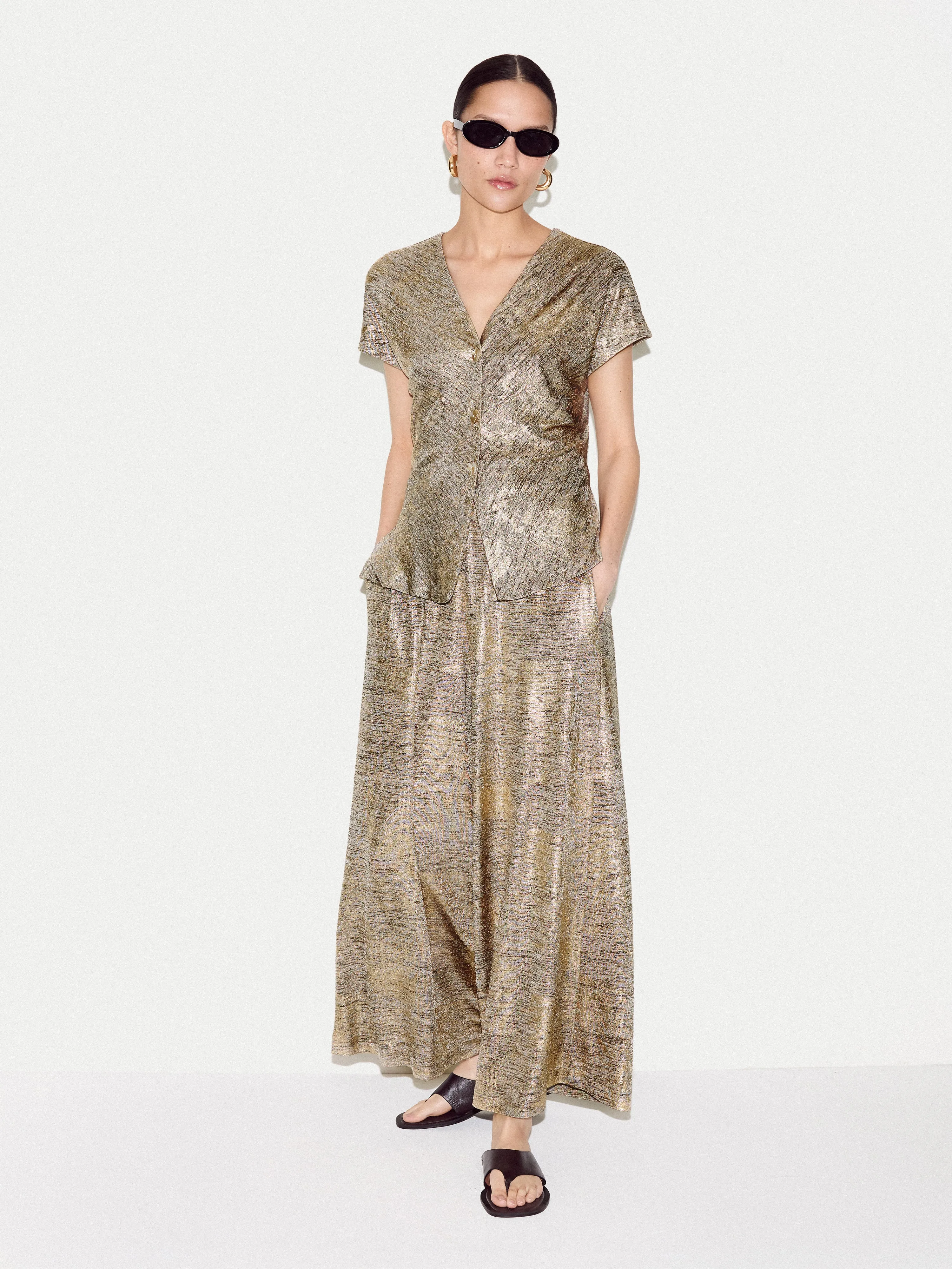 Shimmer Jersey Top | Gold sold by Jigsaw product image thumbnail 2