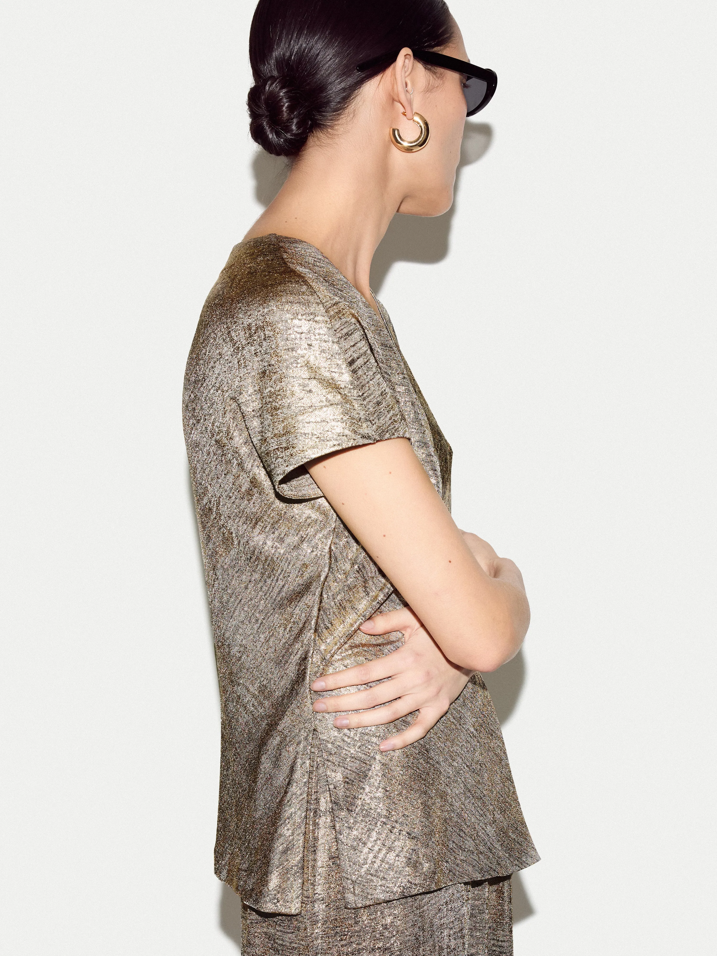 Shimmer Jersey Top | Gold sold by Jigsaw product image thumbnail 4