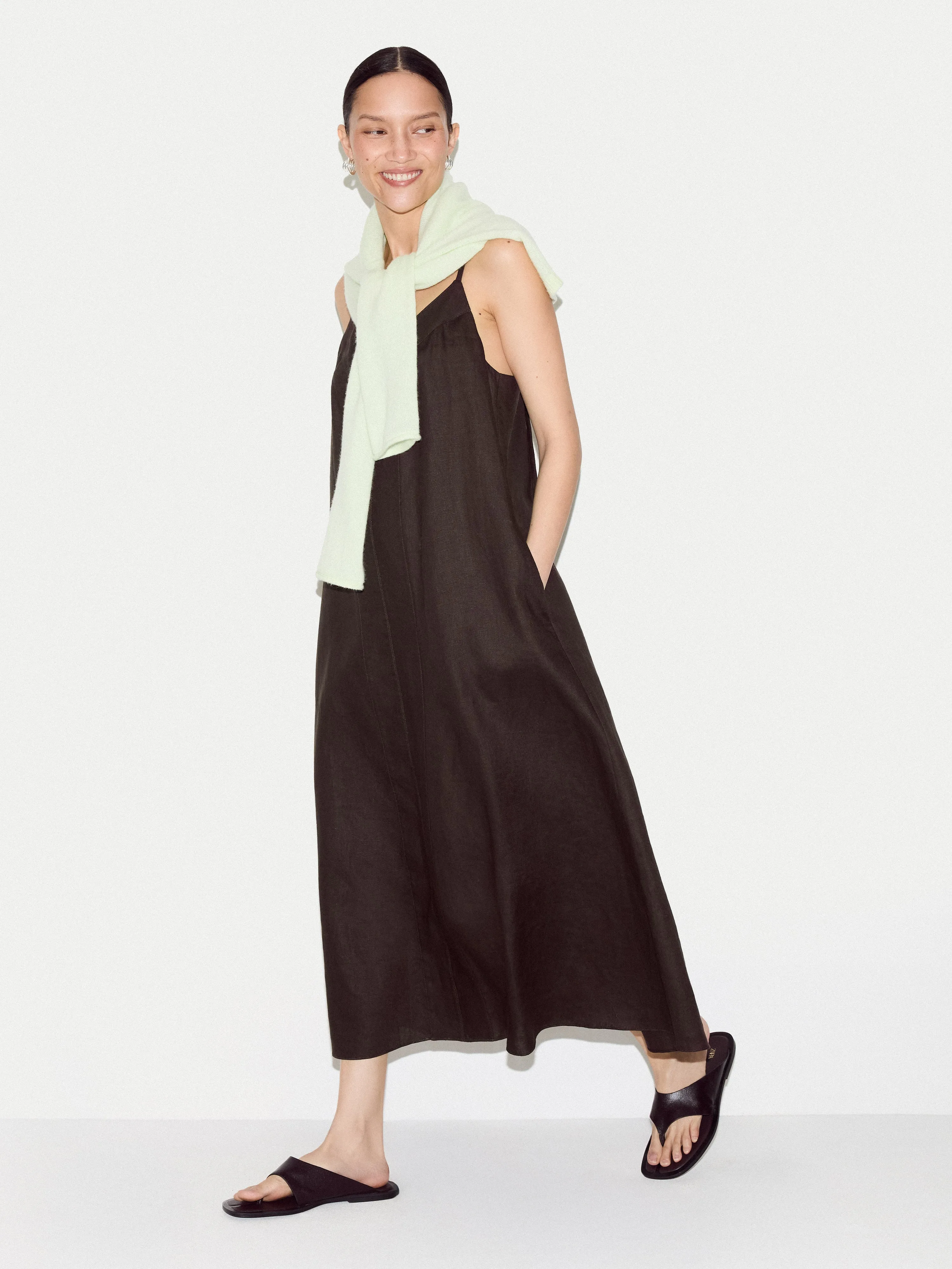 Linen Strappy Sundress | Brown sold by Jigsaw product image thumbnail 2