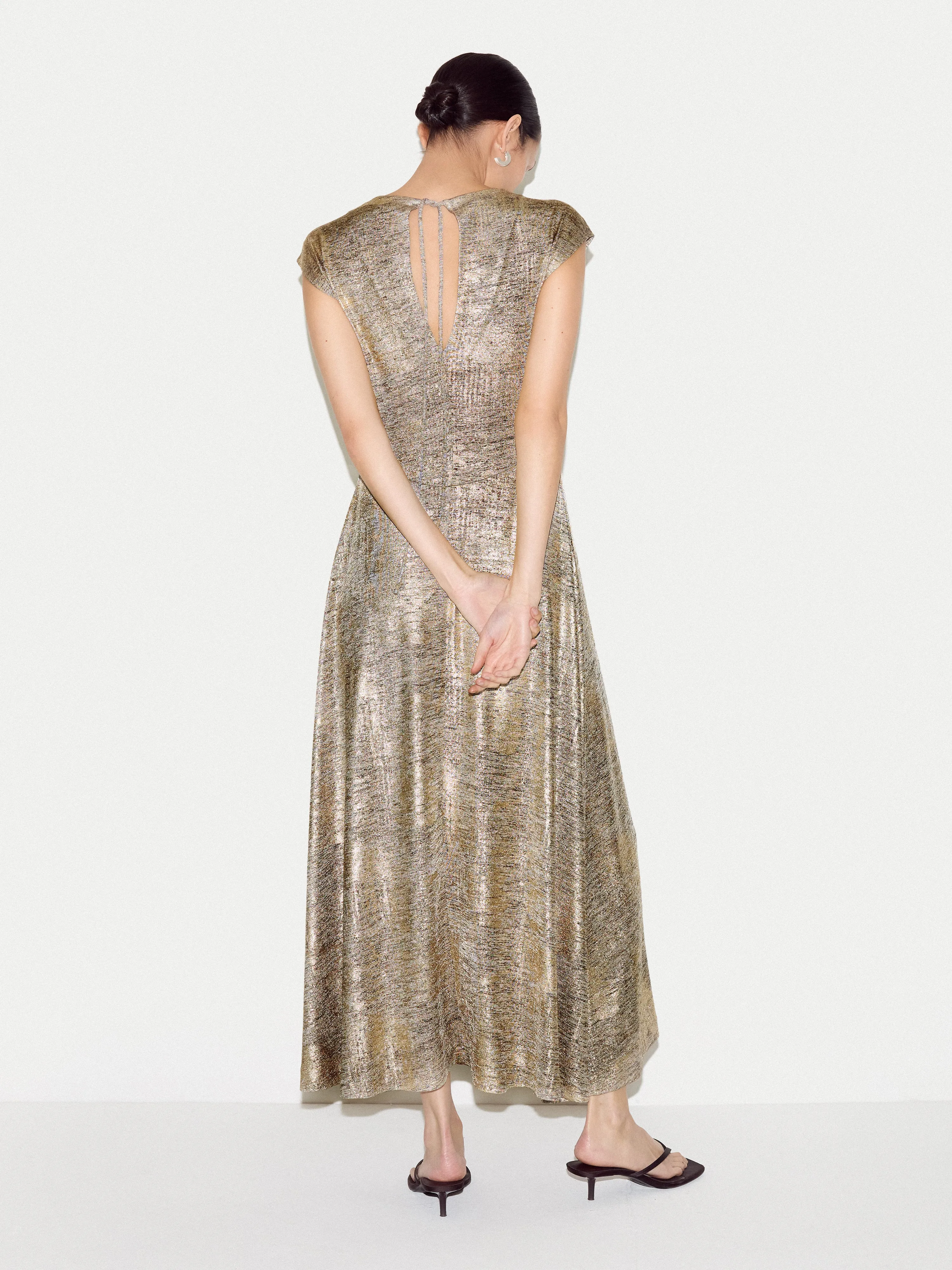 Shimmer Curved Seam Dress | Gold sold by Jigsaw product image thumbnail 5
