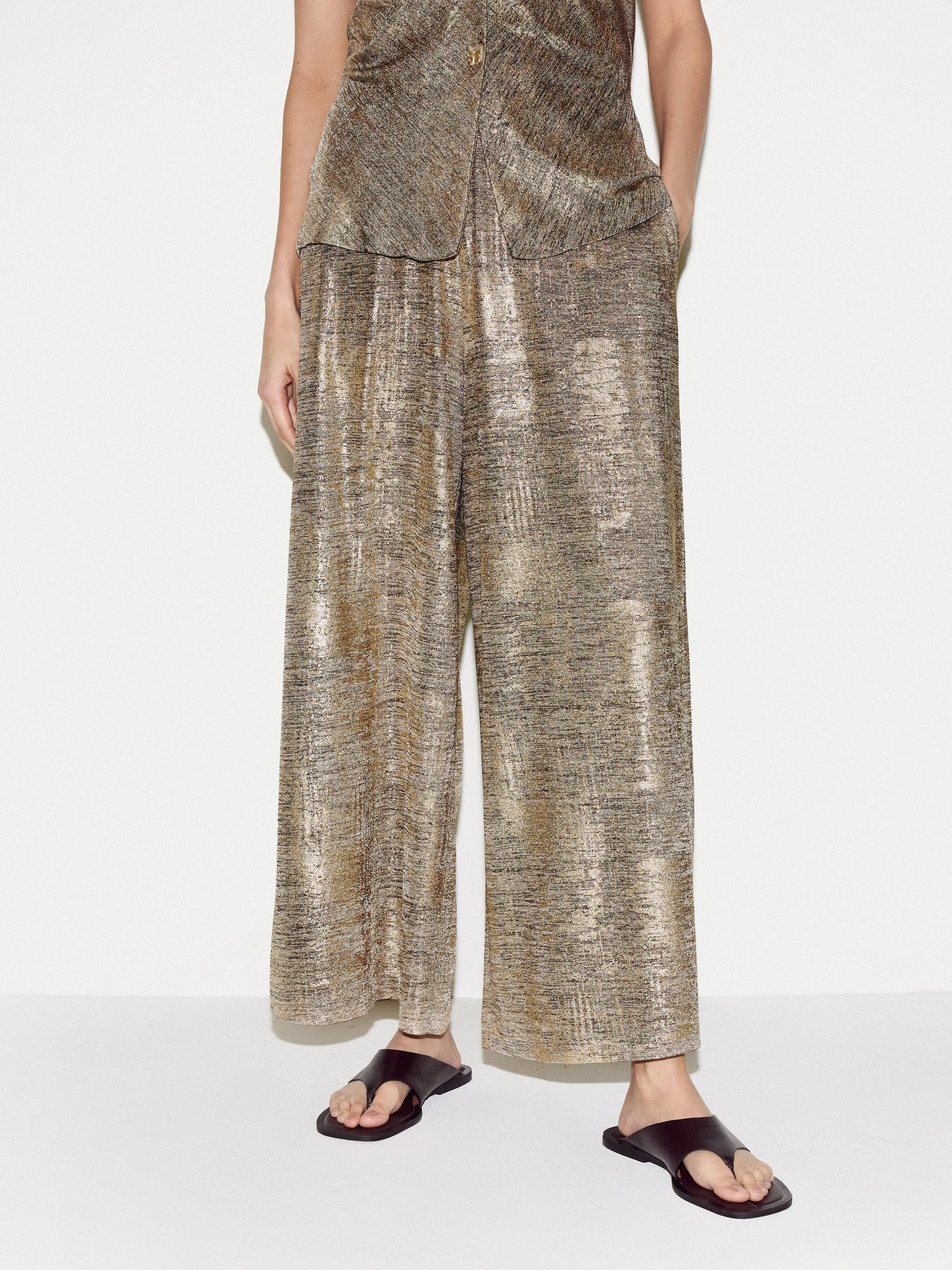Shimmer Jersey Palazzo | Gold sold by Jigsaw product image thumbnail 2