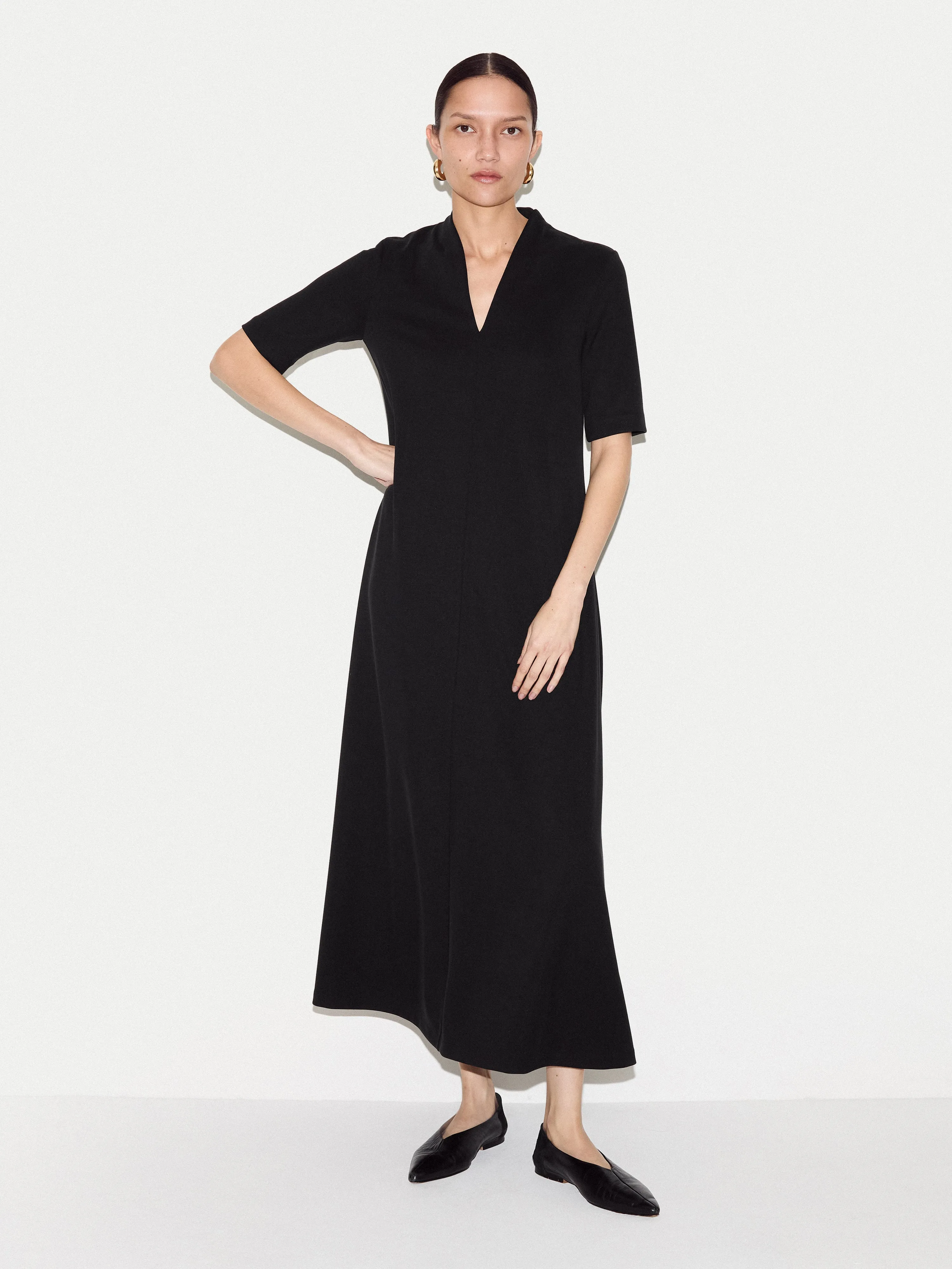 Modal Cupro Trapeze Maxi Dress | Black sold by Jigsaw