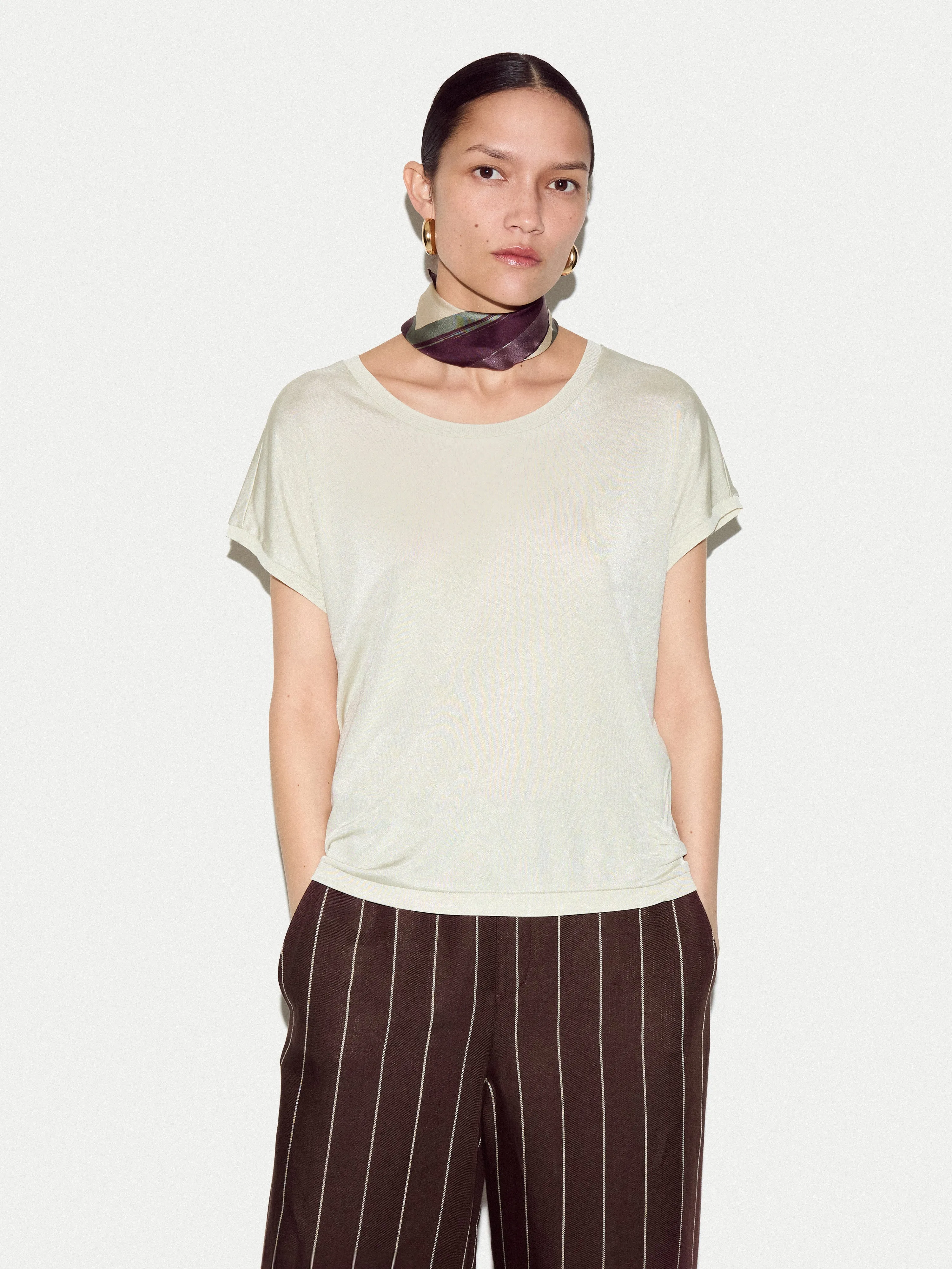 Luxe Slinky Jersey Top | Light Green sold by Jigsaw