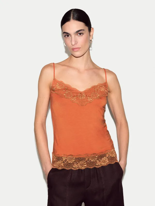 Modal Lace Vest | Orange sold by Jigsaw