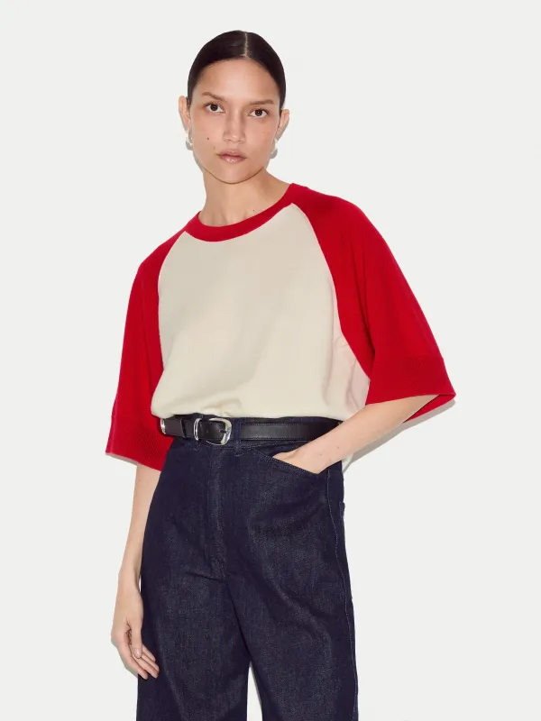 Merino Raglan Short Sleeve Jumper | Red sold by Jigsaw