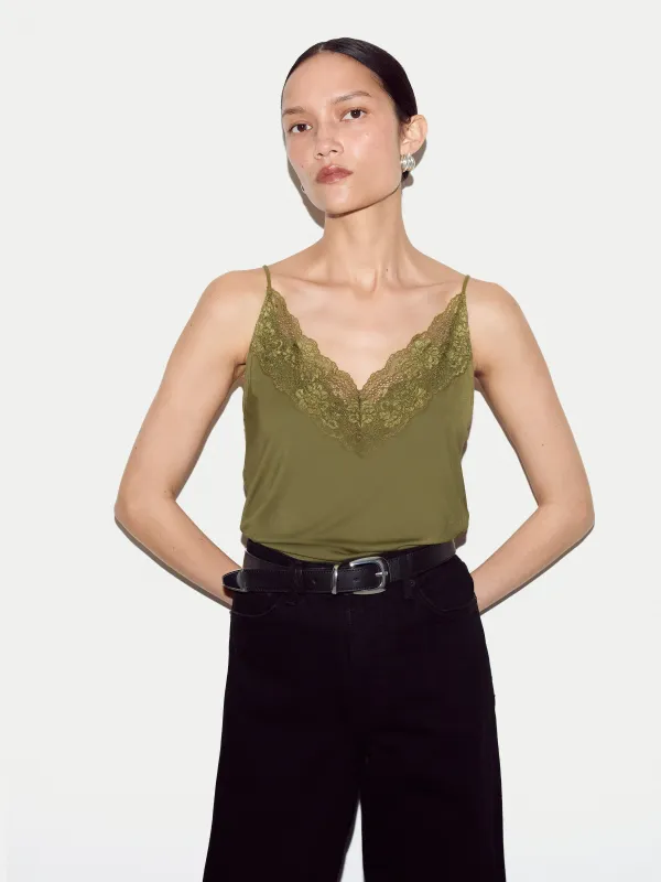 Modal Lace Cami | Green made by Jigsaw