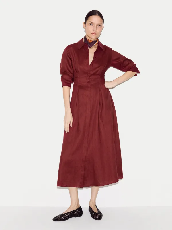 Linen Pleat Front Shirt Dress | Red made by Jigsaw