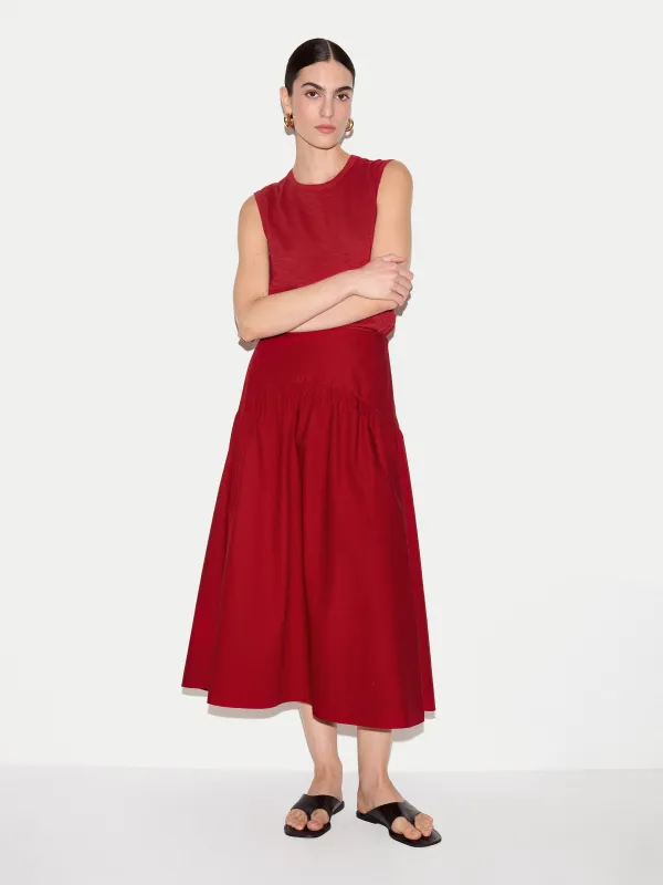 Cotton Poplin Midi Skirt | Red sold by Jigsaw