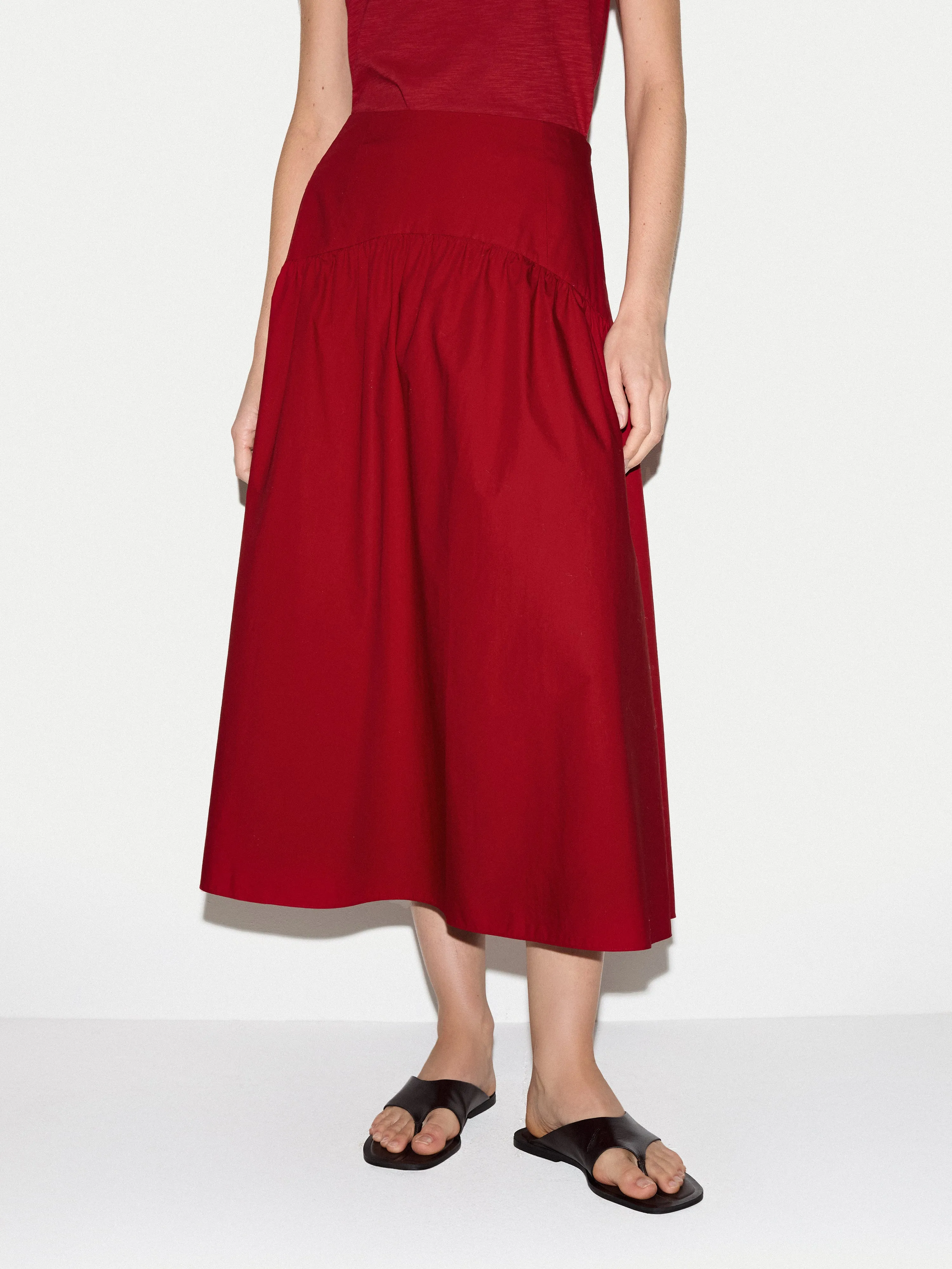 Cotton Poplin Midi Skirt | Red sold by Jigsaw product image thumbnail 2