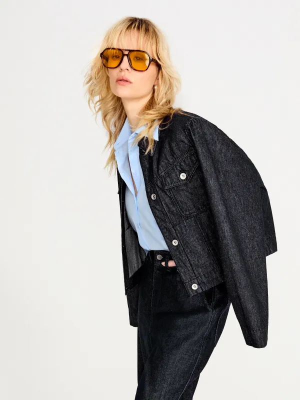 Denim Overstitch Jacket | Indigo sold by Jigsaw
